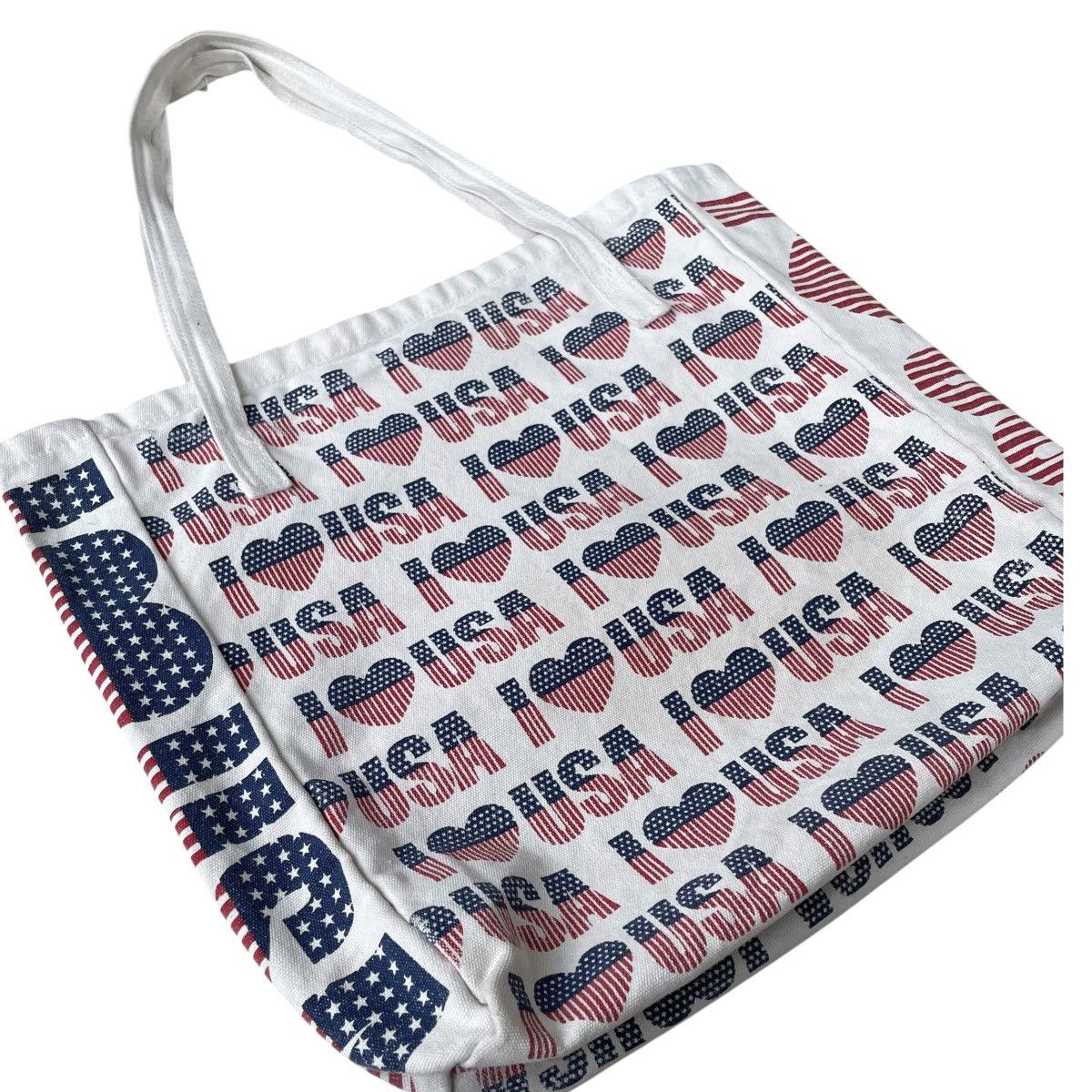 Vintage I Heart USA Vintage Full Print Canvas Tote Bag Size ONE SIZE - 3 Thumbnail