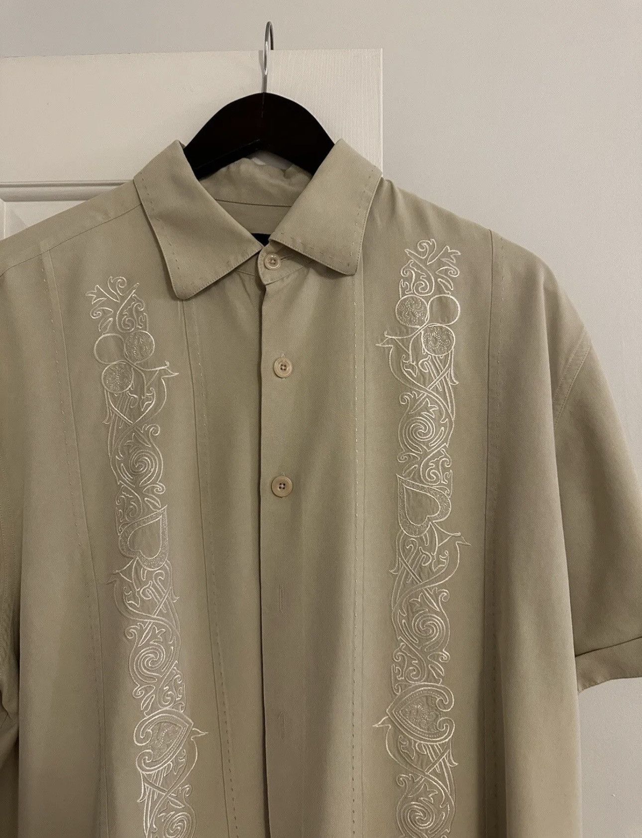 image of Nat Nast Silk Shirt Sopranos Style in Beige, Men's (Size Large)