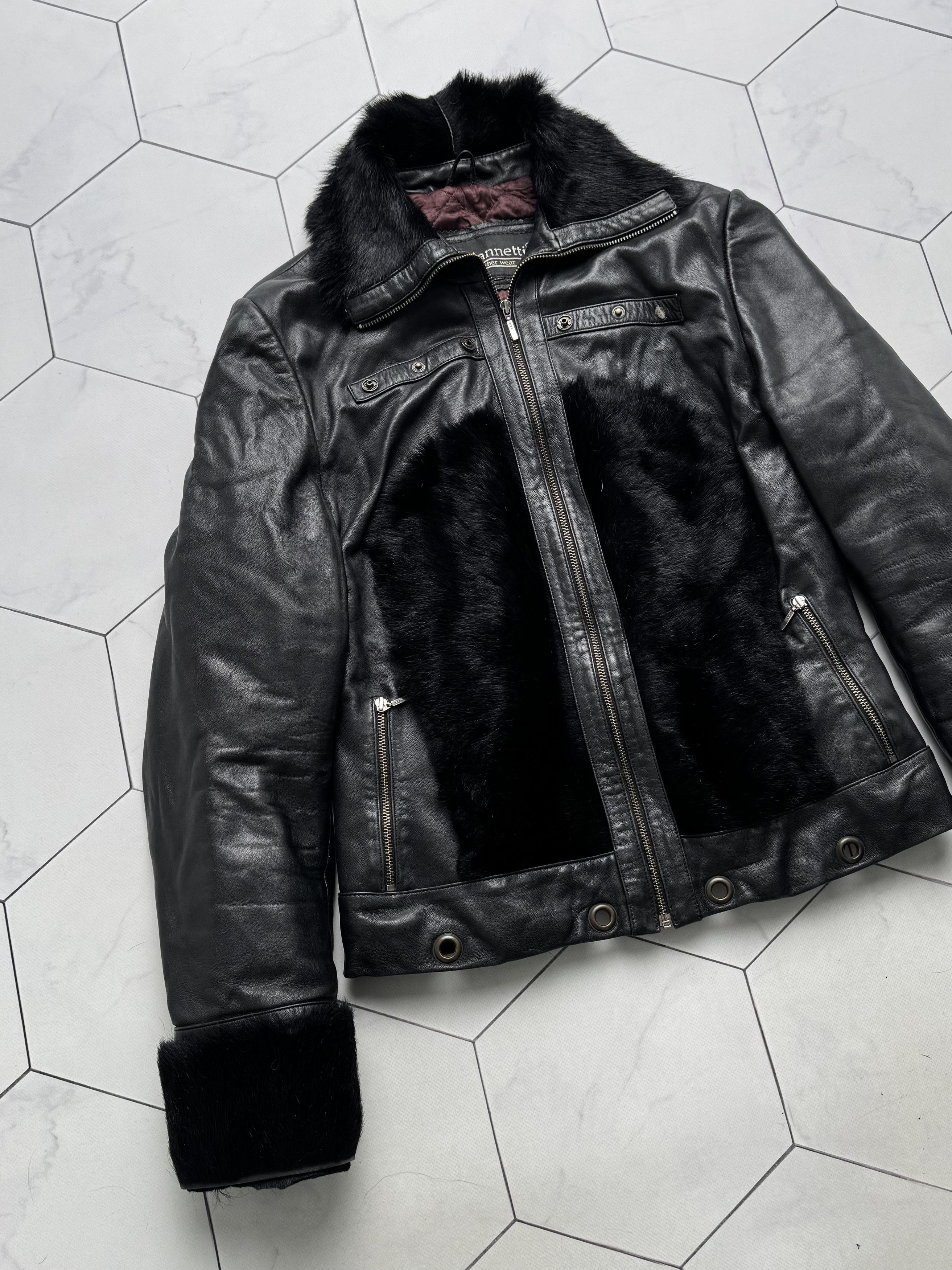 Vintage Vintage Cropped Leather Jacket With Real Fur (B250)D15E2 Size S / US 4 / IT 40 - 6 Thumbnail