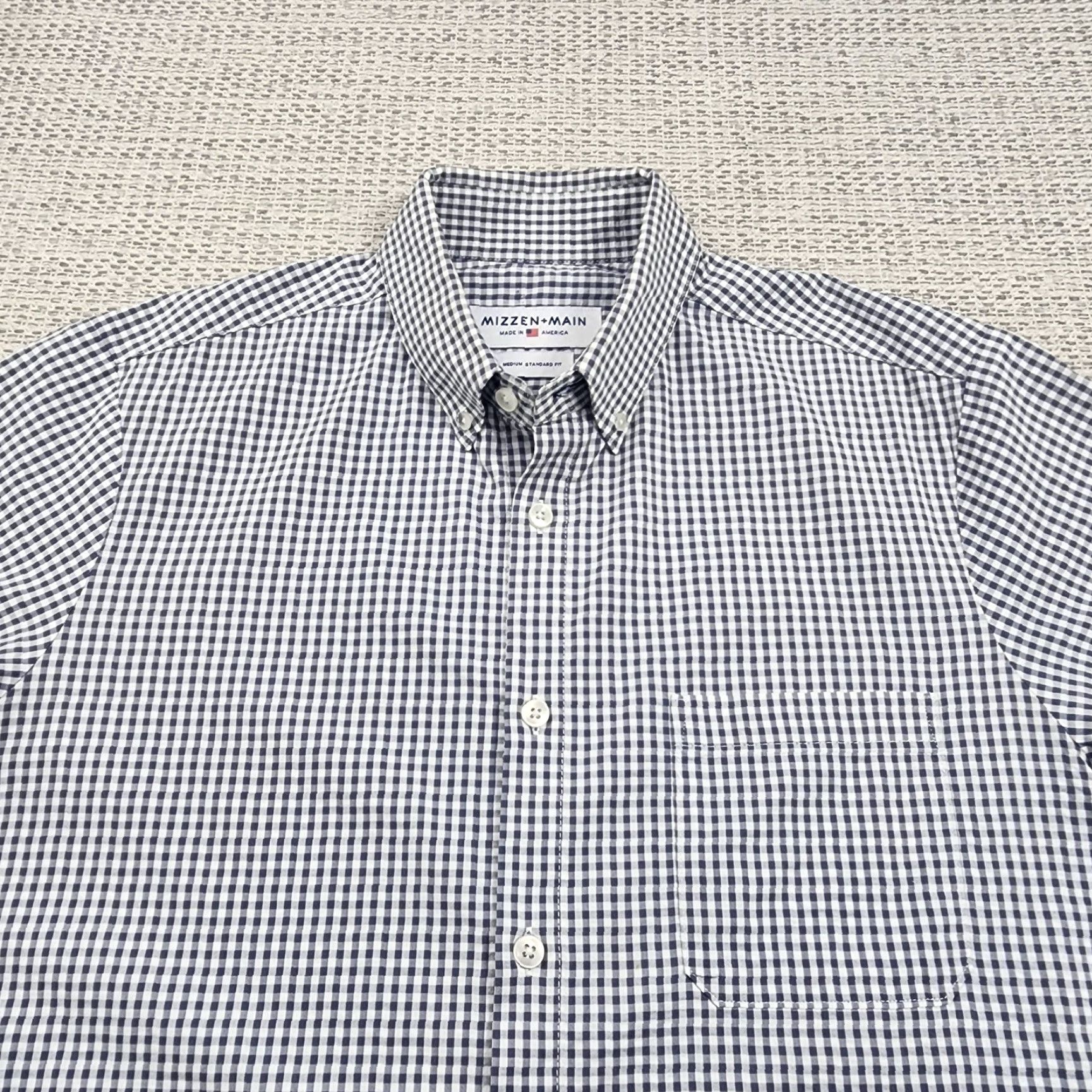 Mizzen+Main Mizzen+Main Shirt Mens Medium Gingham Blue Short Sleeve Button Down Made USA Size US M / EU 48-50 / 2 - 4 Thumbnail