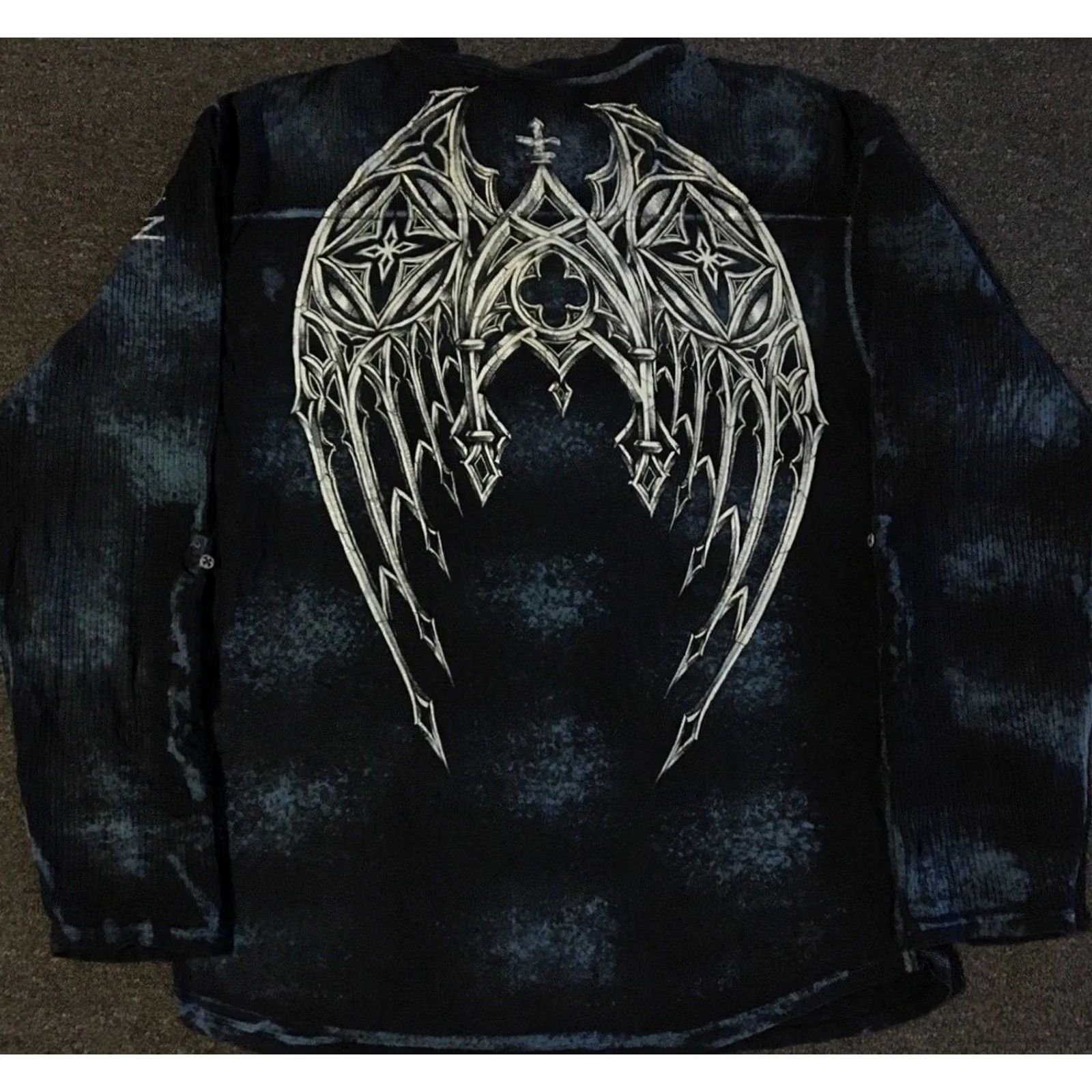 Tapout VINTAGE Affliction Shirt 3XL Black Cross Grunge Biker Emo Fire Goth 80s 90s Punk Rock USA Harley Motorcycle Y2K Jnco Tee Mens Size US XXL / EU 58 / 5 - 2 Thumbnail
