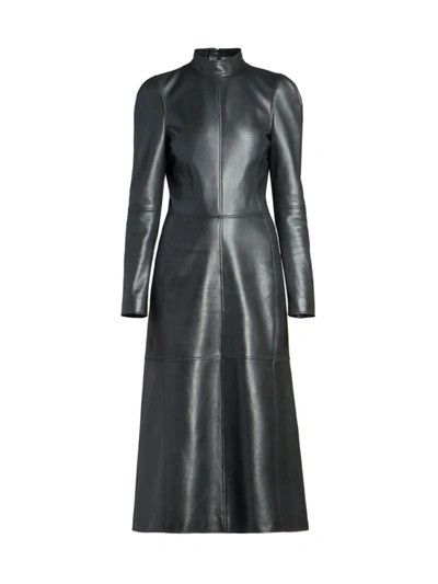 Balenciaga Long Sleeve Lambskin Leather Midi Dress In Black Size XS / US 0-2 / IT 36-38 - 1 Thumbnail