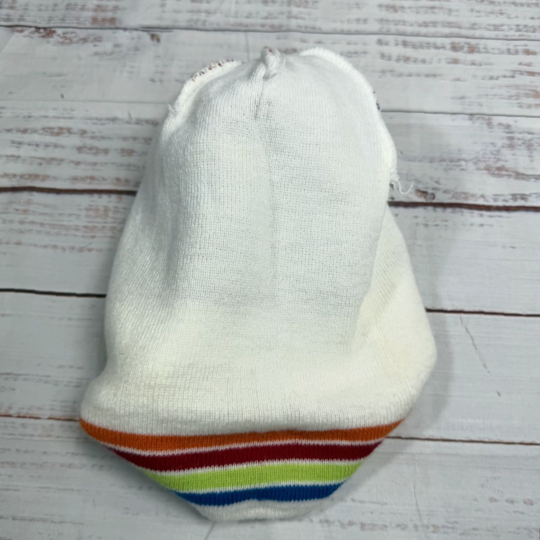 Vintage Vail Beaver Creek 2015 Alpine Ski Knit Hat Beanie White Blue Pom Pom One Size Unisex Adults Knit Striped Cotton Blend Winter Size ONE SIZE - 7 Thumbnail