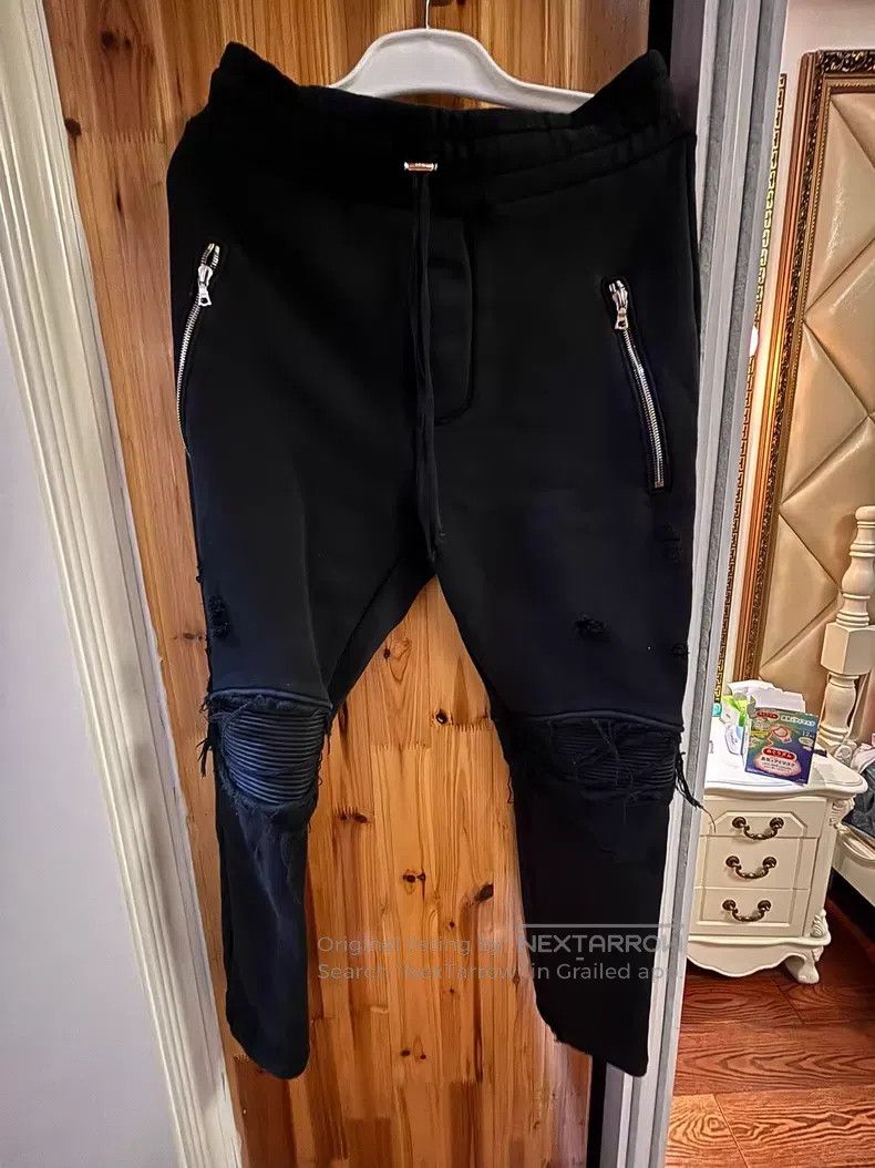 Amiri Amiri Black ripped patchwork leather sweatpants Size US 36 / EU 52 - 1 Thumbnail