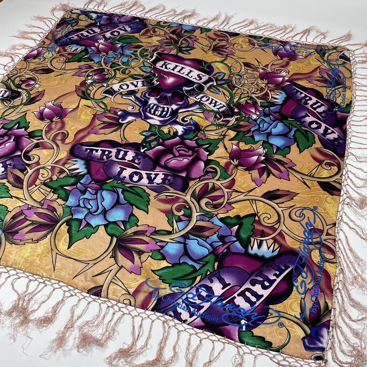 Ed Hardy Ed Hardy Christian Audigier Silk Scarf “Kill love slowly” Size ONE SIZE - 6 Thumbnail