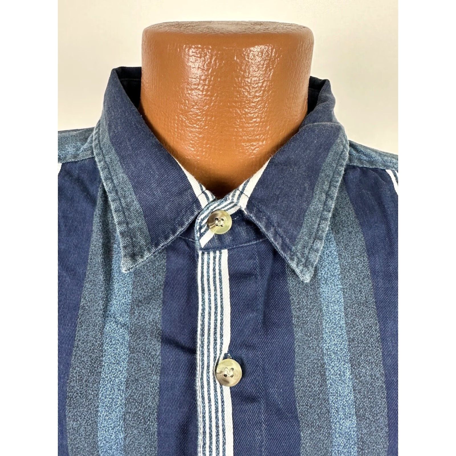 Faded Glory VINTAGE Faded Glory Shirt Men 2XLT Blue Striped Long Sleeve Heavyweight Casual 90s - Mens Size US XXL / EU 58 / 5 - 4 Thumbnail
