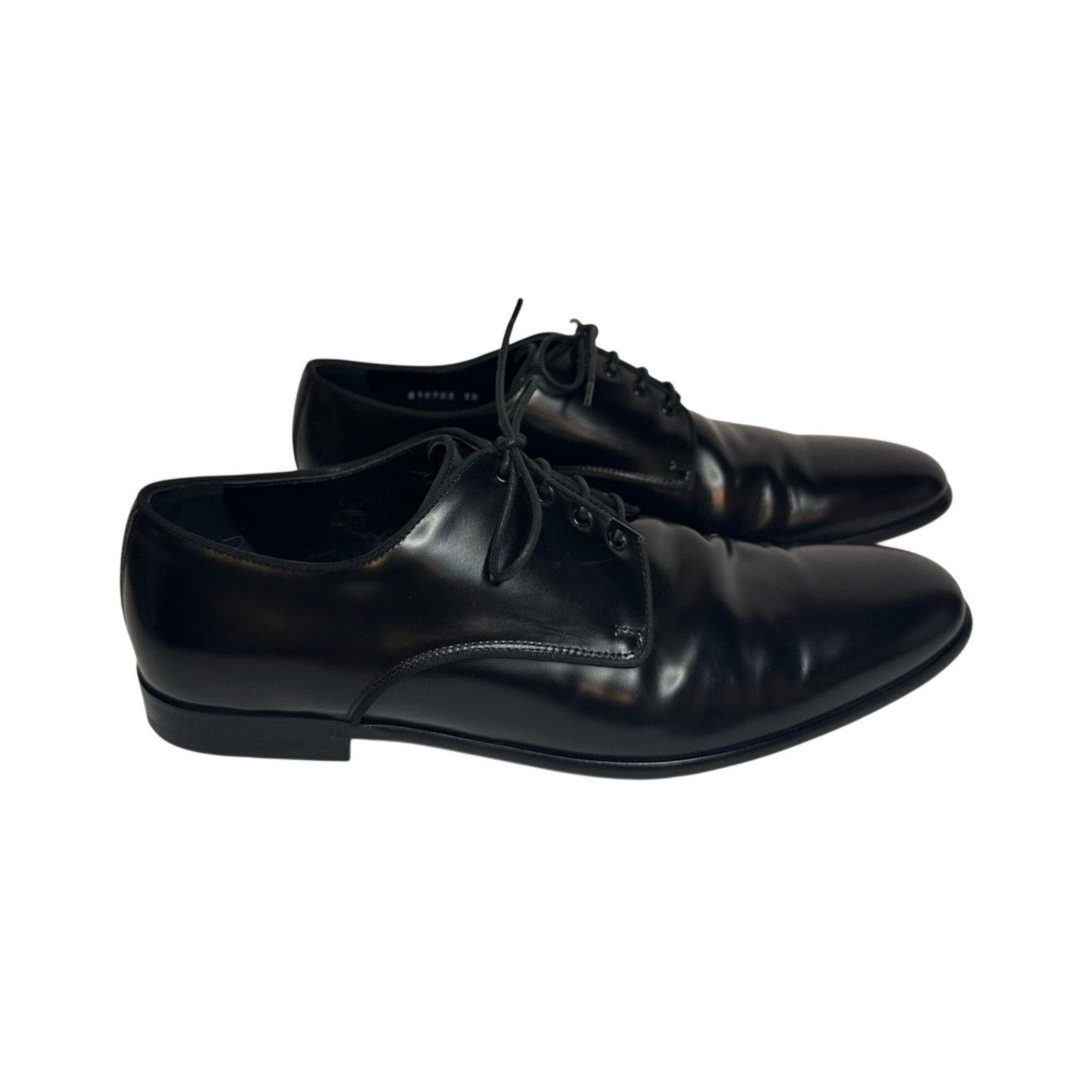 Dolce & Gabbana DG Raffaello Brushed Calfskin Derby Shoes High Shine Black Size US 10 / EU 43 - 1 Thumbnail