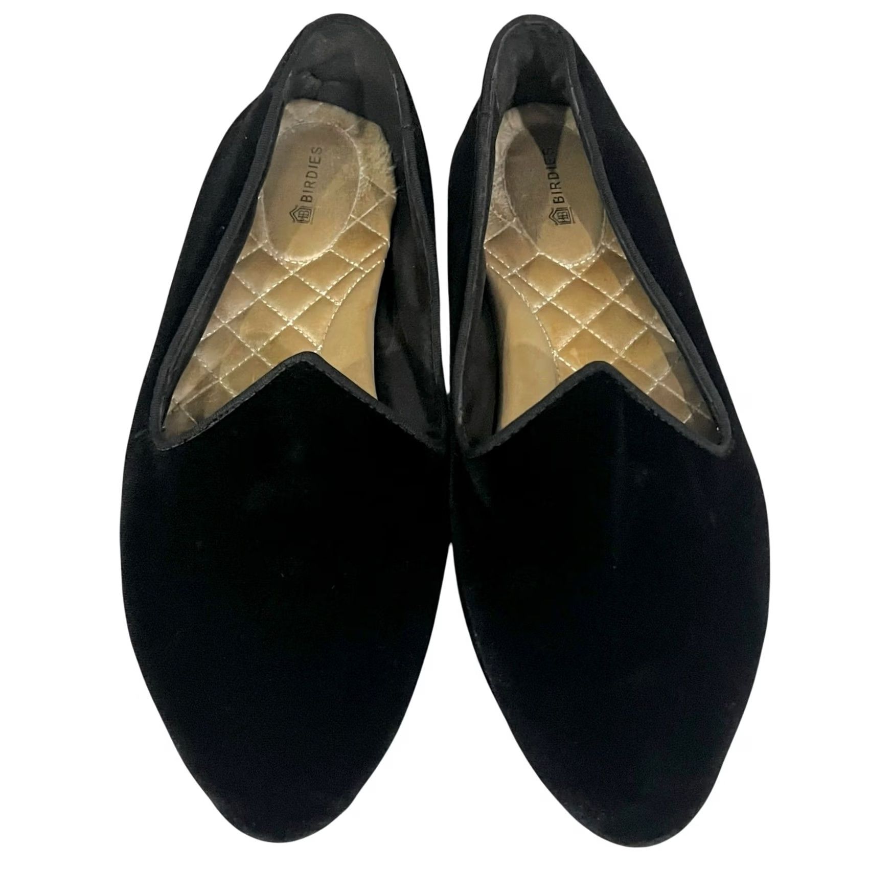 Velvet Birdies The Starling Flats Womens 9 Black Velvet Comfort Casual Slip On Loafers Size US 9 / IT 39 - 3 Thumbnail