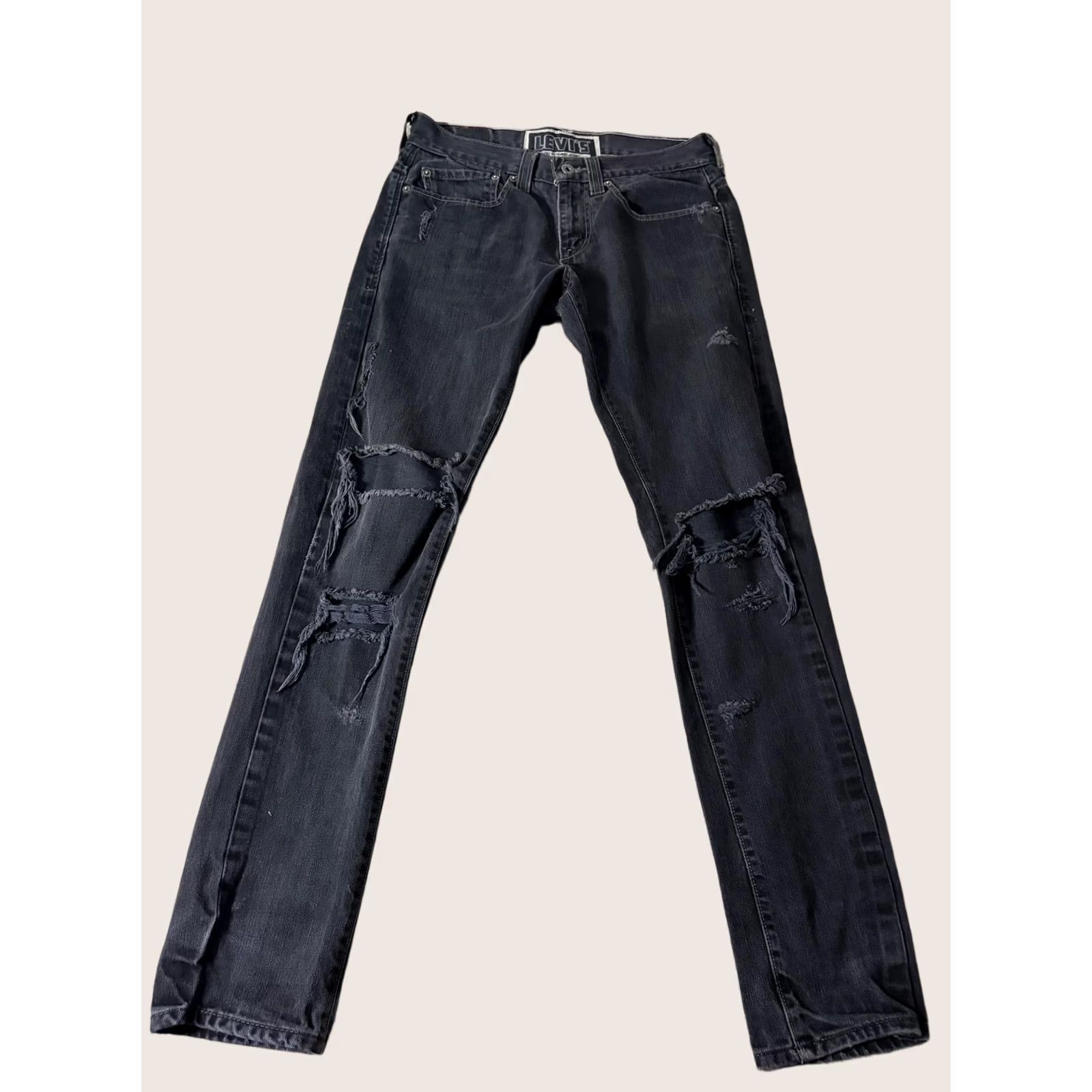 Levi's Levi's 511 Skinny Jeans Mens 31x30 Charcoal Gray Denim Distressed Ripped Slim Fit Casual Everyday Jeans Size US 31 - 1 Thumbnail
