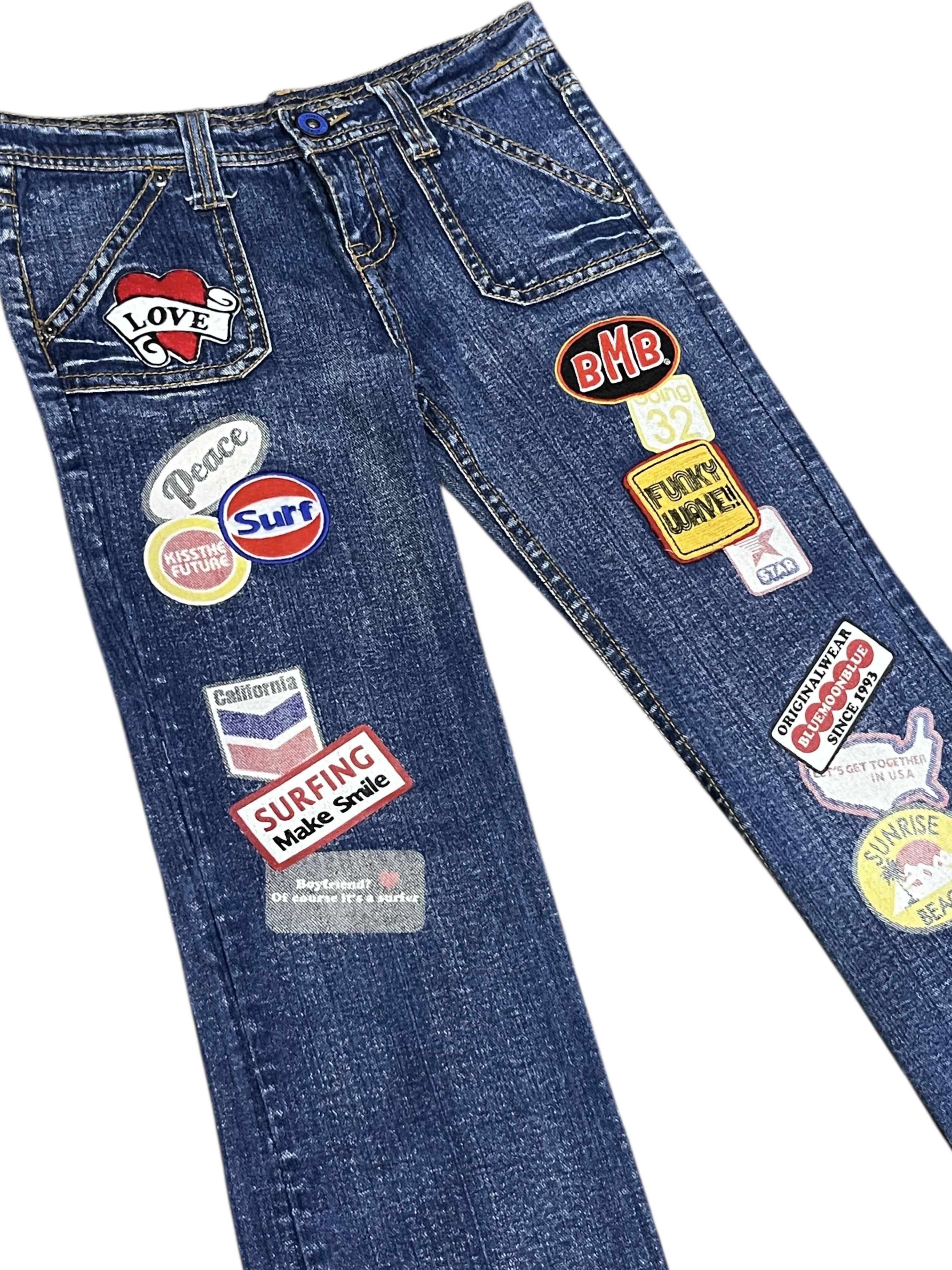 Japanese Brand 🏄Vtg BMB California Beach Surf Multi Patches Printed Denim Size US 30 / EU 46 - 5 Thumbnail