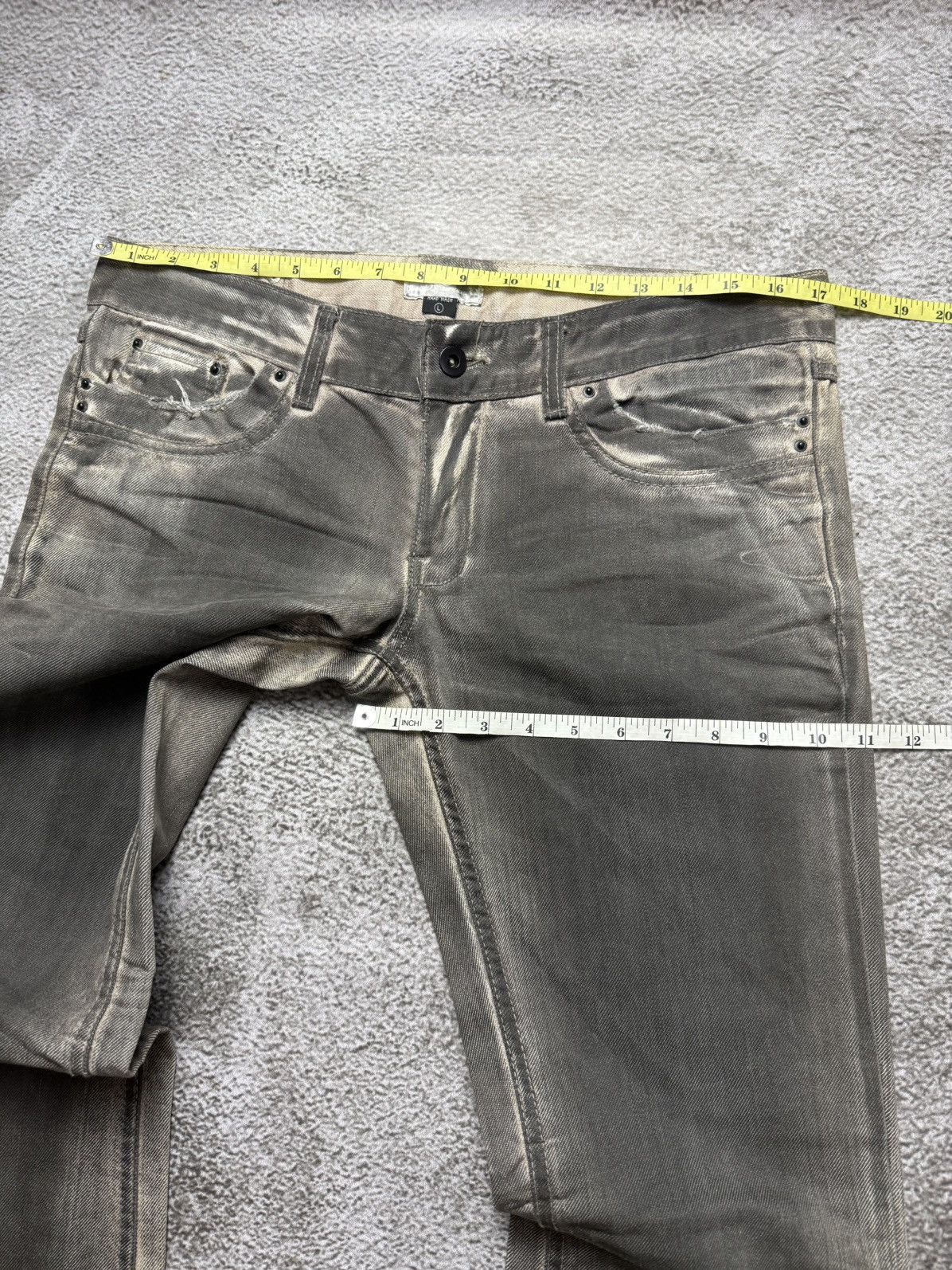 If Six Was Nine Distressed flare denim jeans pants Size US 33 - 17 Thumbnail
