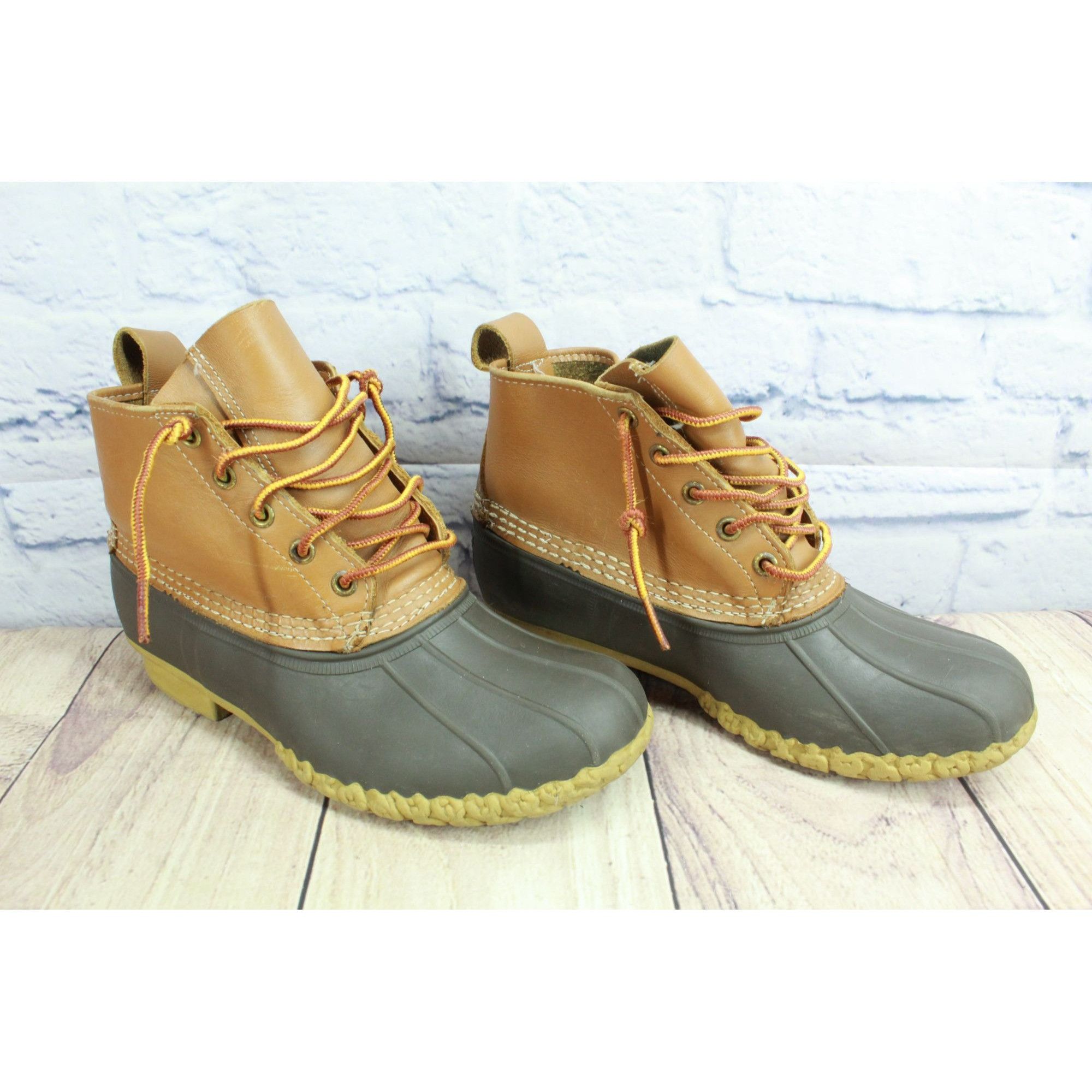 L.L. Bean × Leather LL Bean Women's Lace Up Unlined Ankle Duck Boots Size US 8 / IT 38 - 4 Thumbnail