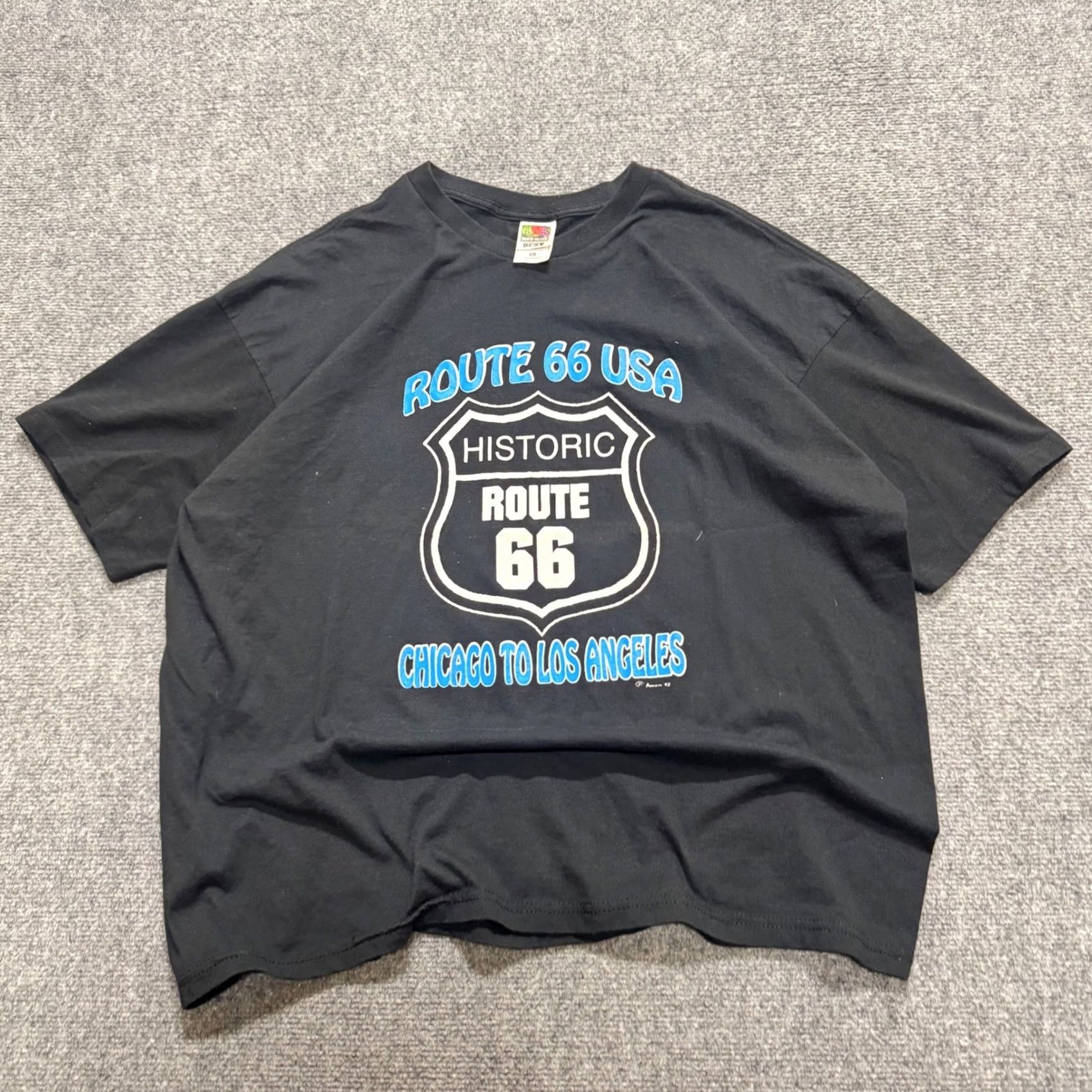 Vintage VTG Route 66 T-shirt Men 2XL Black Fruit of The Loom USA Chicago to LA Shirt Mens 2XL Black Route 66 Vintage T-shirt Size US XXL / EU 58 / 5 - 5 Thumbnail
