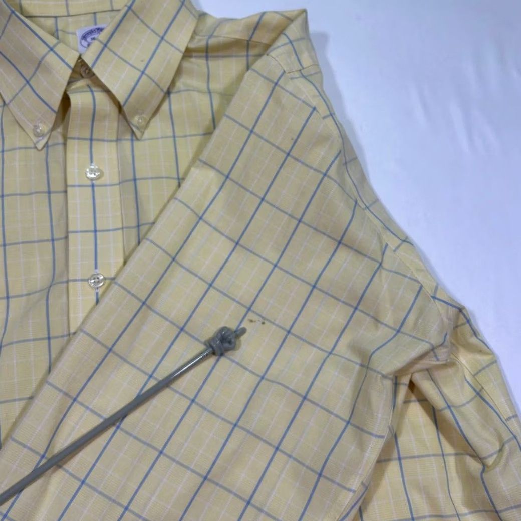 Brooks Brothers Brooks Brothers Shirt Mens 16 Yellow Classic Windowpane Check Button Down Dress Size 42R - 5 Thumbnail