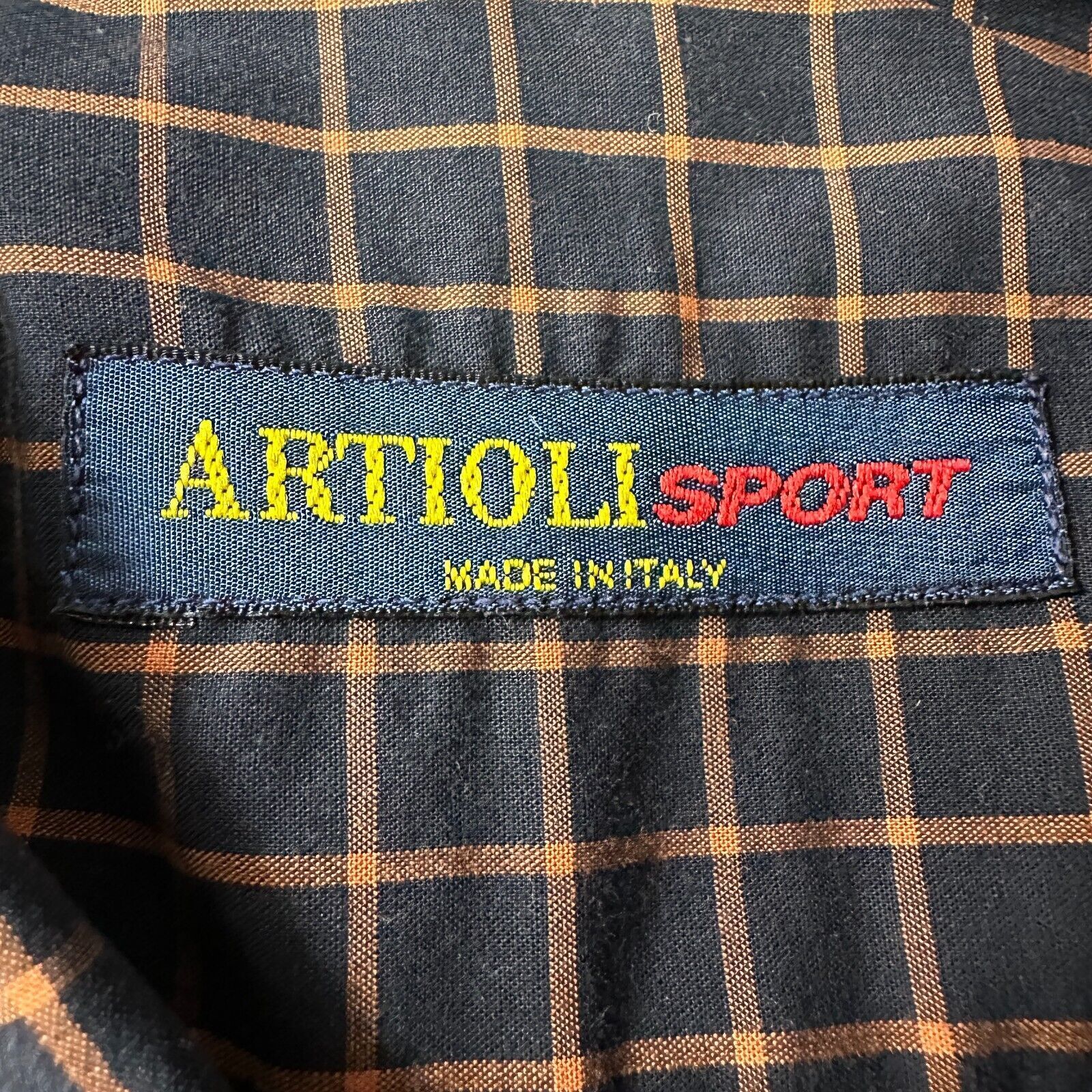 Artioli Artioli Shirt Men’s Large Black Brown Orange Check Cotton Size US L / EU 52-54 / 3 - 6 Thumbnail