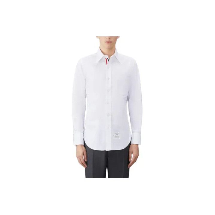 Thom Browne Thom Browne White Long Sleeve Oxford Shirt Size US S / EU 44-46 / 1 - 1 Thumbnail