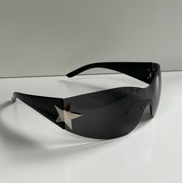 Designer Y2k 2000s Vintage Style Black Gray Frameless Star Sunglasses