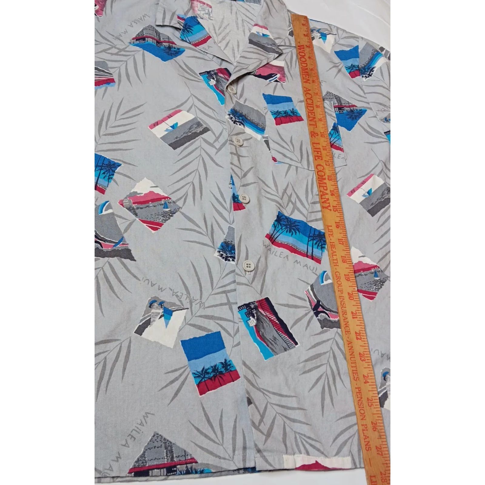 Jantzen VINTAGE Jantzen Hawaiian Shirt Smart 80s/90s Button-Up Short Sleeve Gray L Men Wailea Maui Aloha Beach Tropical Surfer Pattern Size US L / EU 52-54 / 3 - 6 Thumbnail