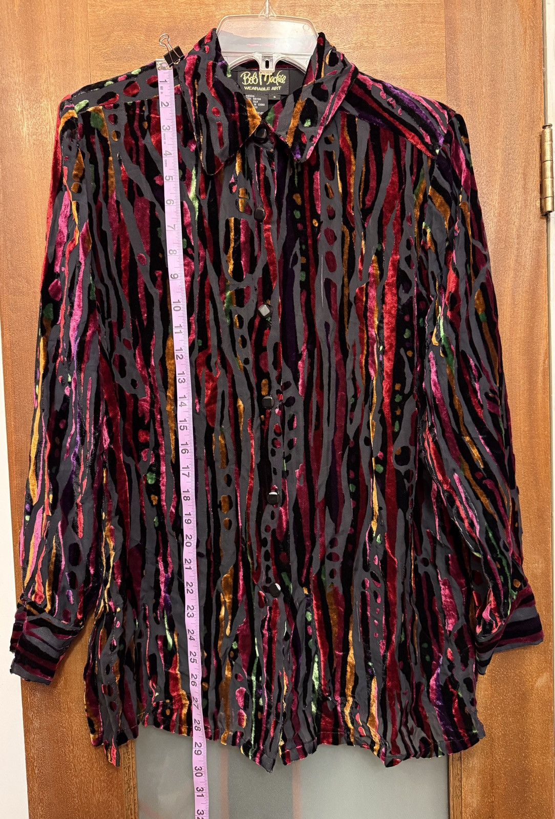 Bob Mackie Bob Mackie Reds Velour Vintage Button Down LS Sheer Blouse Size S / US 4 / IT 40 - 5 Thumbnail