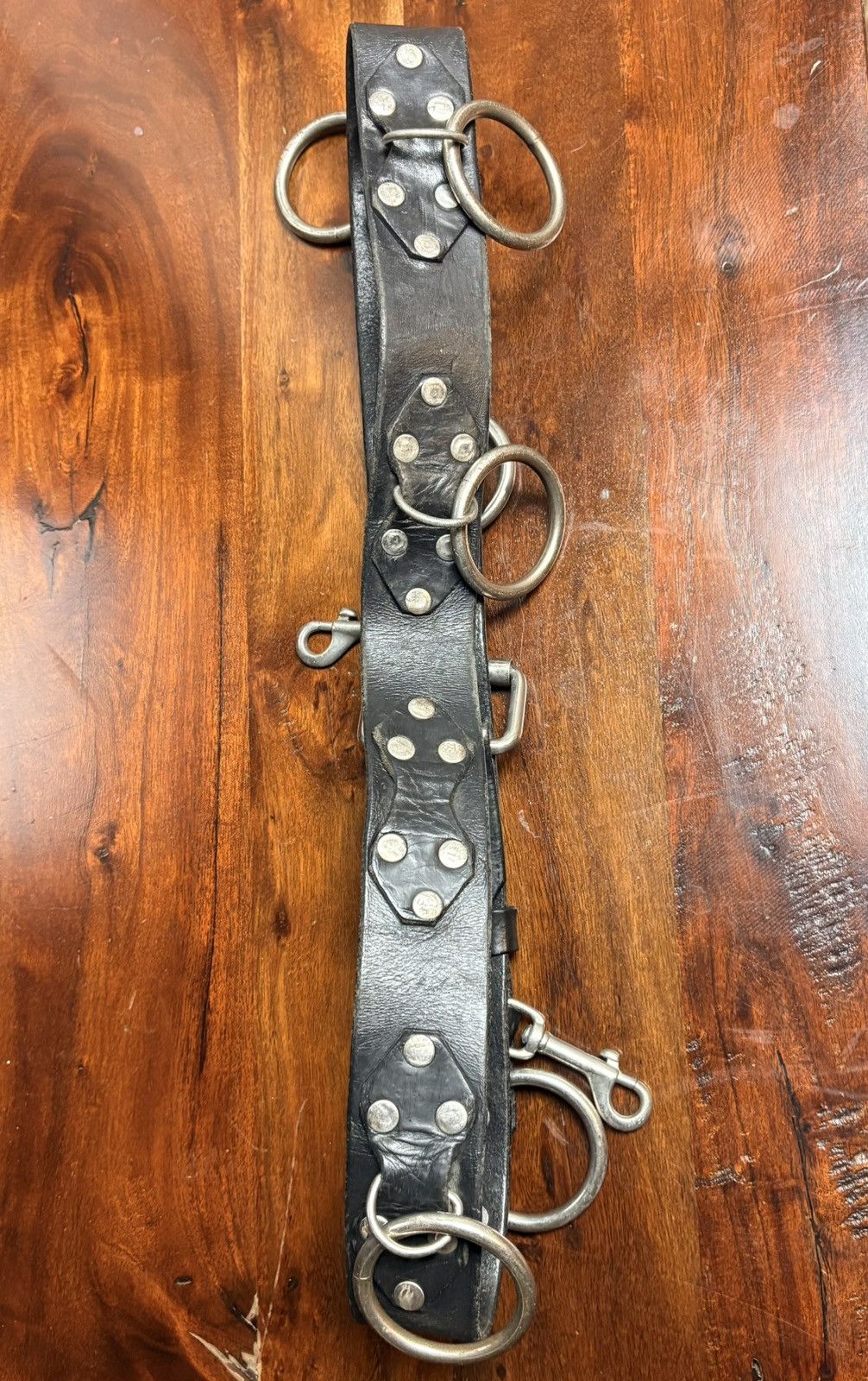 Vintage Black Leather Belt Heavy Duty Punk Size 38 - 3 Thumbnail