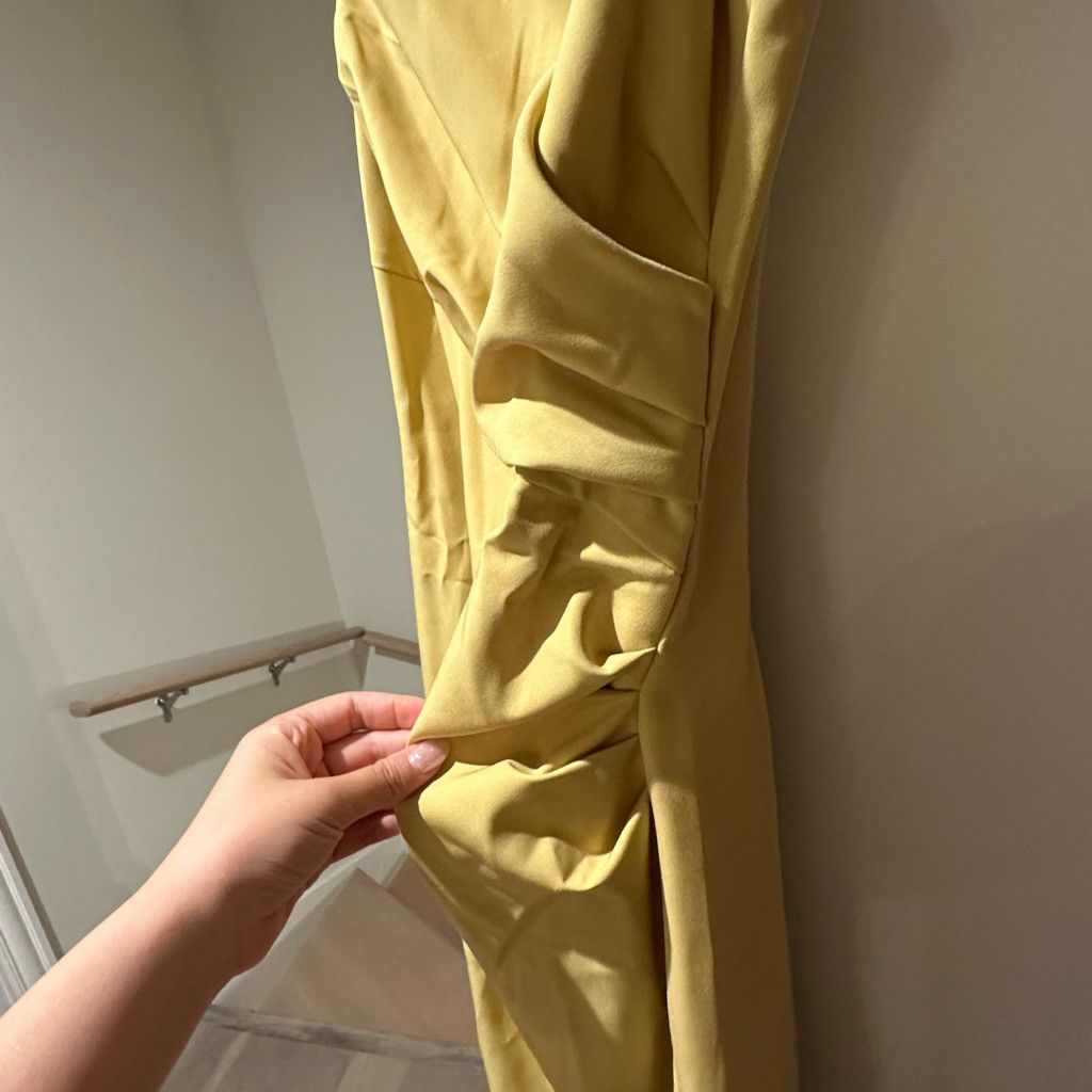 Zara Elegant Yellow Draped Boat Neckline Midi Dress Size S / US 4 / IT 40 - 7 Thumbnail