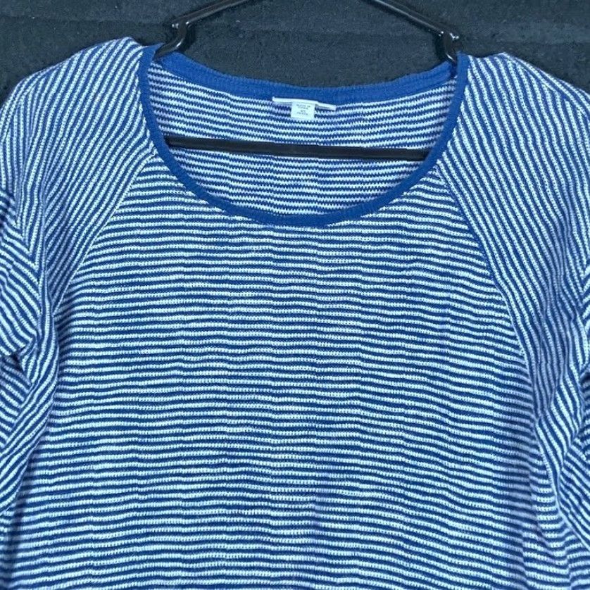 Vintage J Jill Womens Sweater Blue Striped Crew Neck Long Sleeve Modal Blend XS Petite Knit Pullover Shirt Size XS / US 0-2 / IT 36-38 - 2 Thumbnail