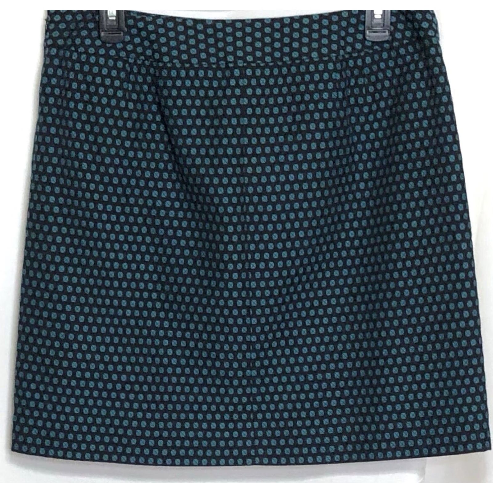 Ann Taylor Ann Taylor Mini Skirt 10P Blk Teal Jacquard Check 32"W Preppy coquette Office Size 32" / US 10 / IT 46 - 2 Thumbnail