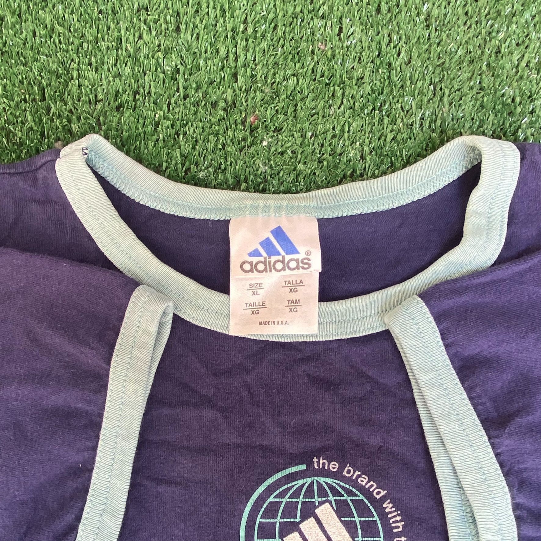 Adidas Vintage 90s Adidas Logo Shirt Retro Navy Athletic Ringer Tee Size US XL / EU 56 / 4 - 4 Thumbnail