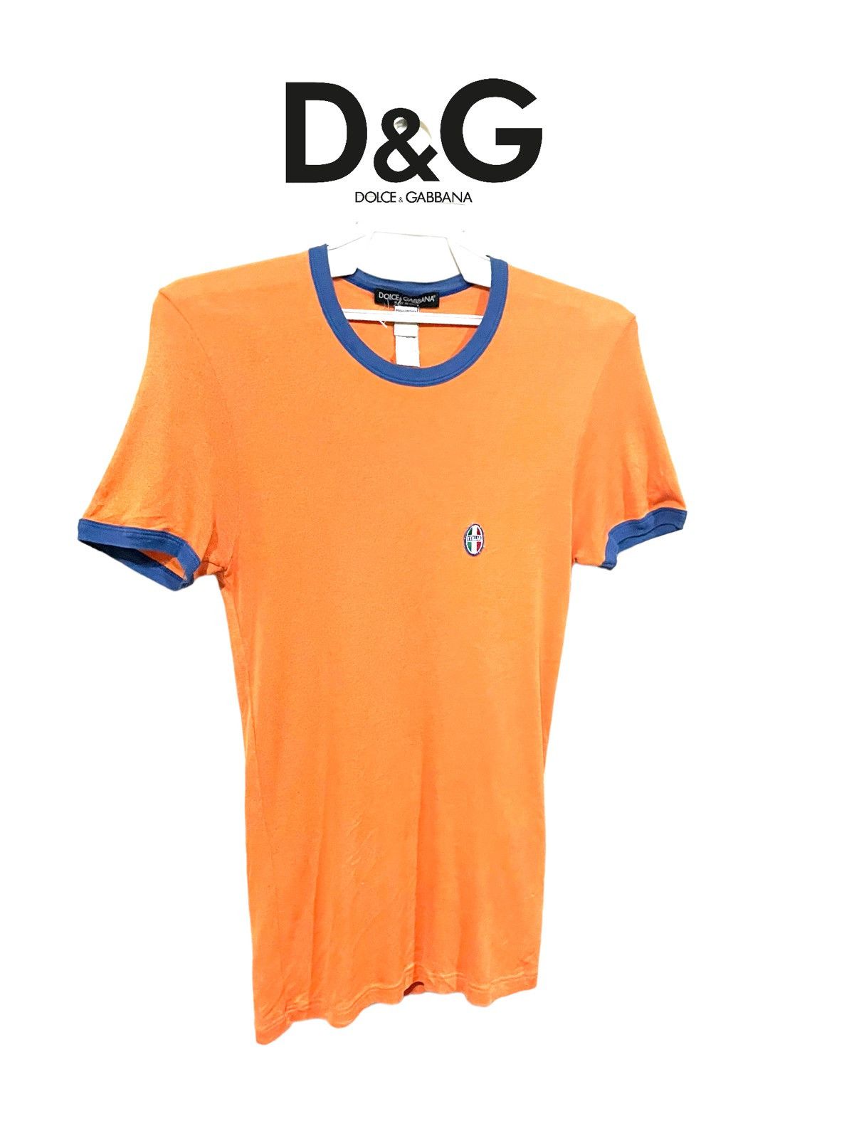 Dolce & Gabbana VTG '90s Dolce & Gabbana Italia Solarized Orange Ringer Tee Size S / US 4 / IT 40 - 11 Thumbnail