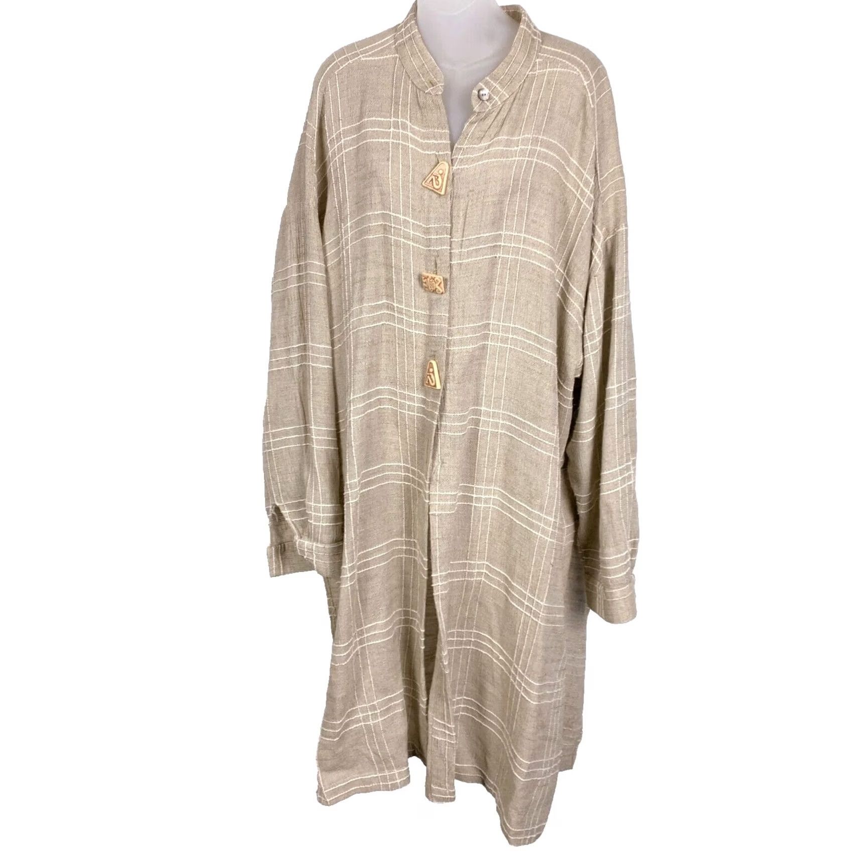 Vintage VINTAGE Santa Cruz Sportswear Cotton Rayon Oversized Lagenlook Dress Tunic XL Shirt Dress Womens Brown Size XL / US 12-14 / IT 48-50 - 2 Thumbnail
