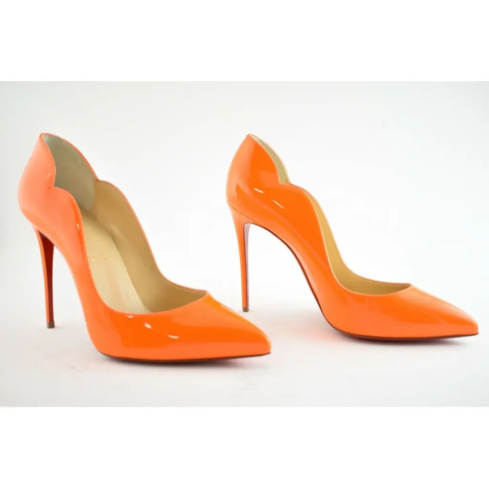 Christian Louboutin Hot Chick 100 Patent Fluo Fizz Orange Neon Heel Pump 36.5 Size US 6.5 / IT 36.5 - 4 Thumbnail
