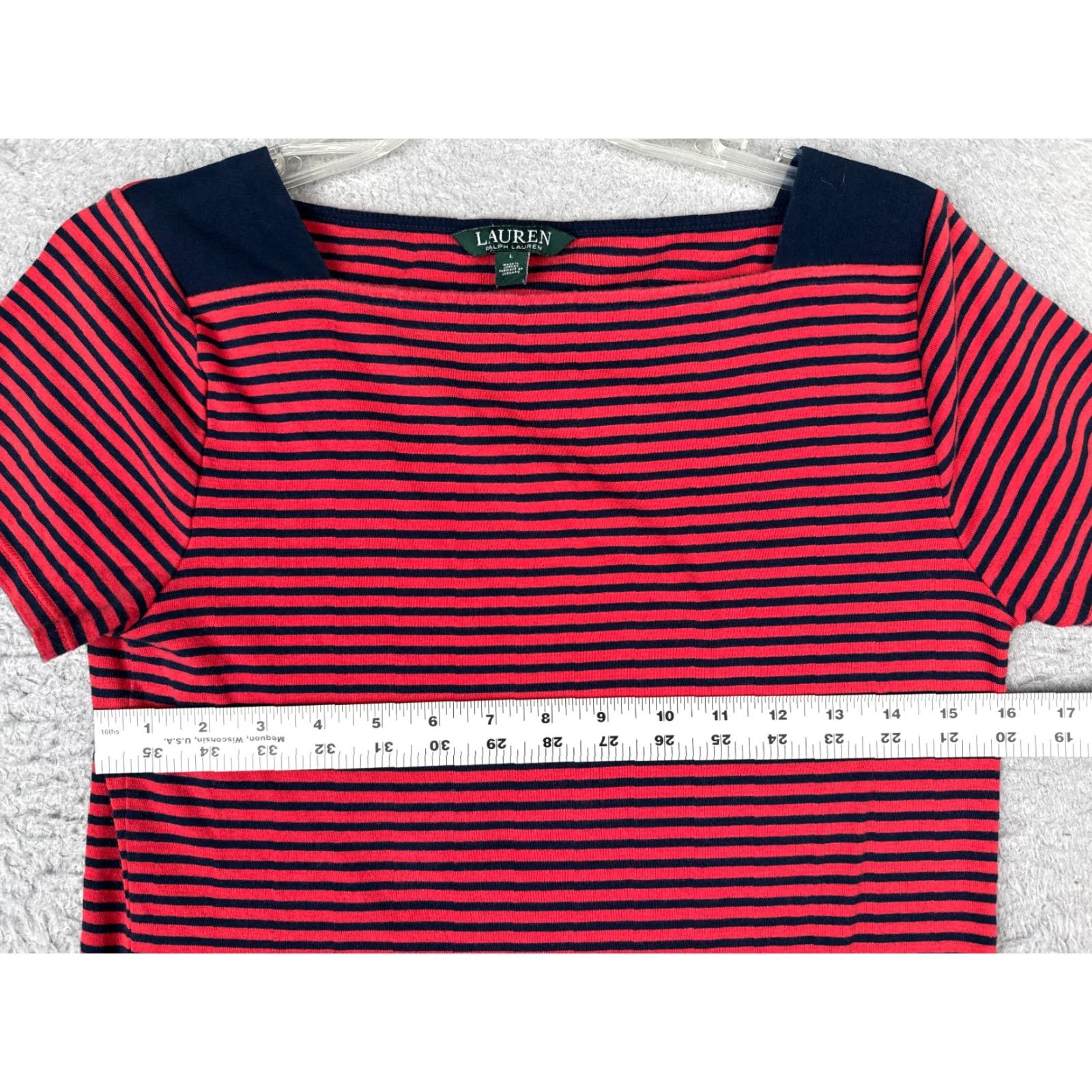Ralph Lauren Lauren Ralph Lauren Shirt Women Large Pink Stripe Short Sleeve Square Neck Size L / US 10 / IT 46 - 7 Thumbnail