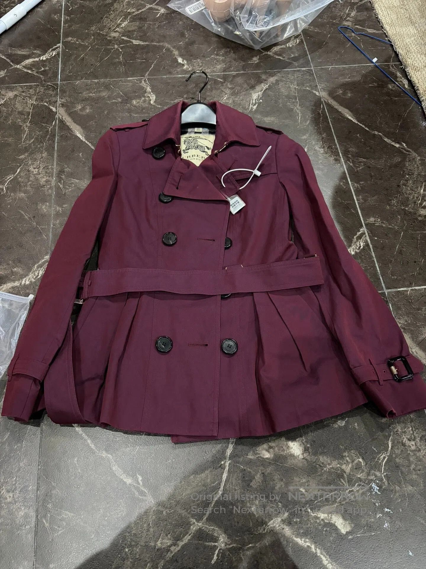 Burberry Burberry Women's Burgundy Trench Coat. Size XXS / US 00 / IT 34 - 1 Thumbnail