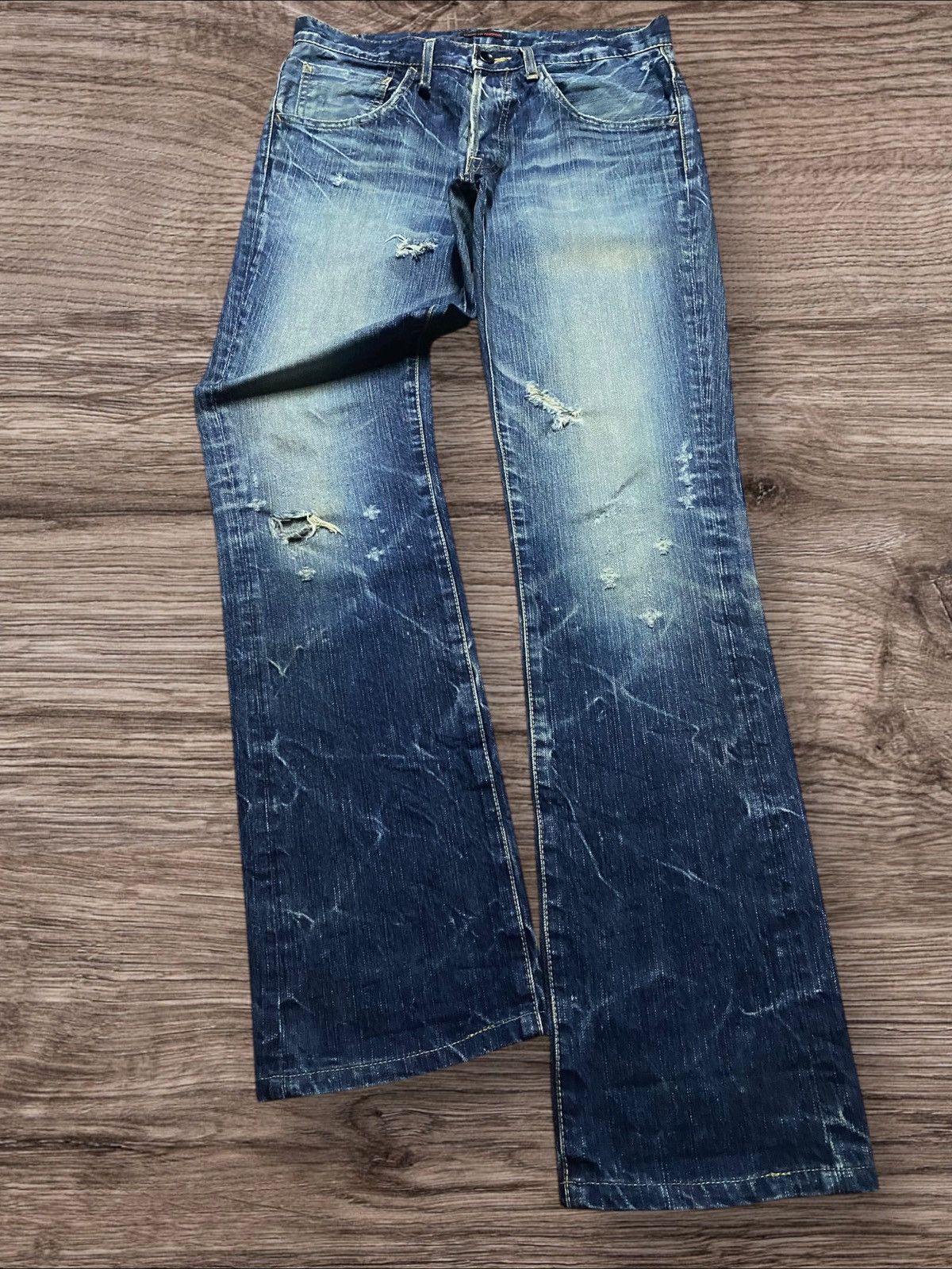 If Six Was Nine Vintage Japan Brand Made in Nippon Thunder Distressed Slim Size US 30 / EU 46 - 1 Thumbnail