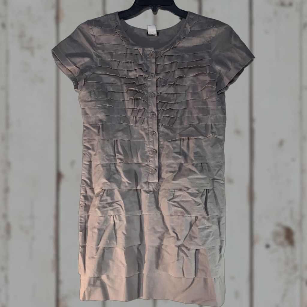 J.Crew J.Crew Women’s Full Ruffle Cotton Dress Size 6 Knee-Length Casual Summer Beige Size M / US 6-8 / IT 42-44 - 1 Thumbnail