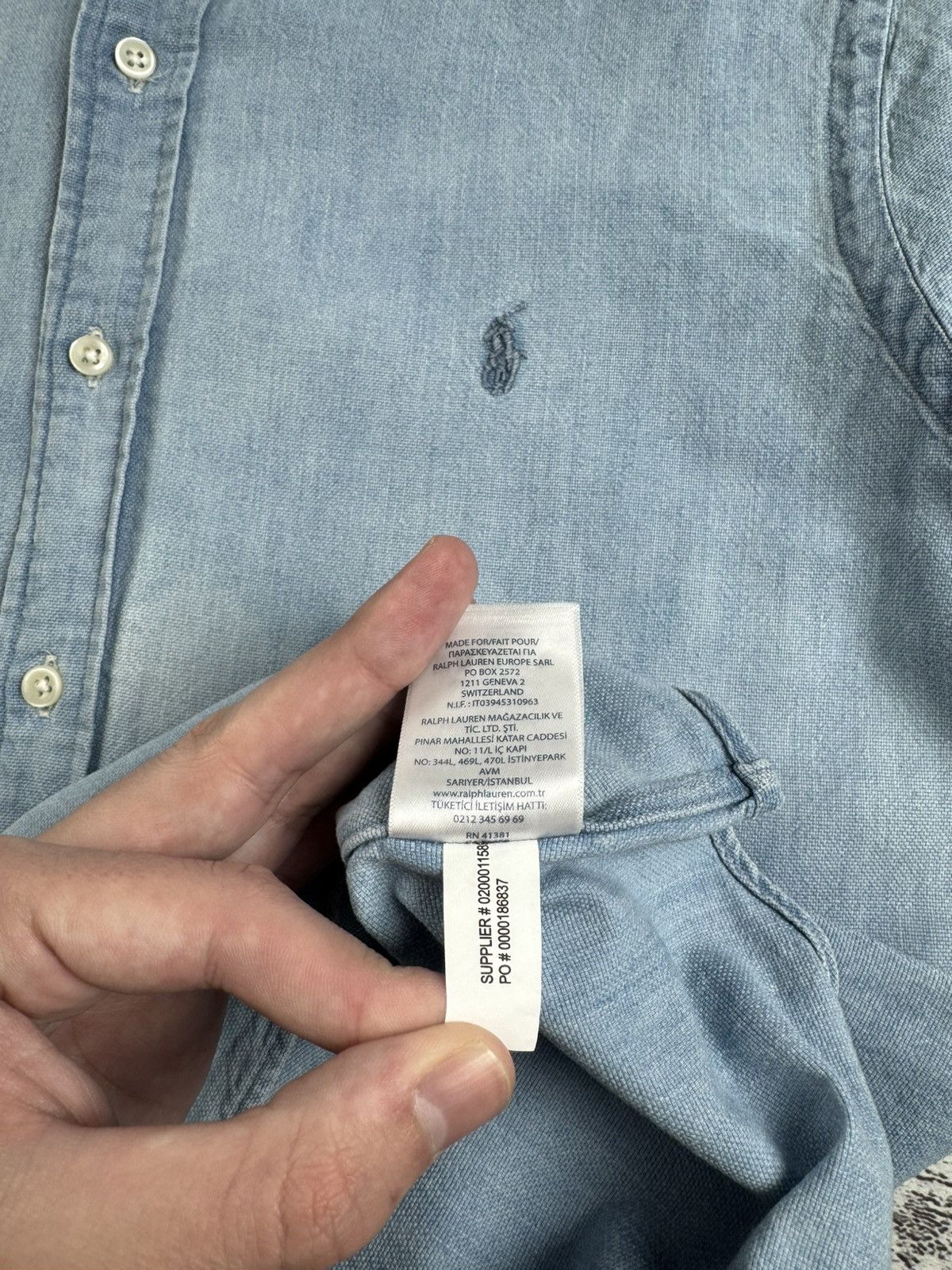 Polo Ralph Lauren Polo Ralph Lauren Denim Jeans Blank Button Shirt T Shirt Size US L / EU 52-54 / 3 - 15 Thumbnail