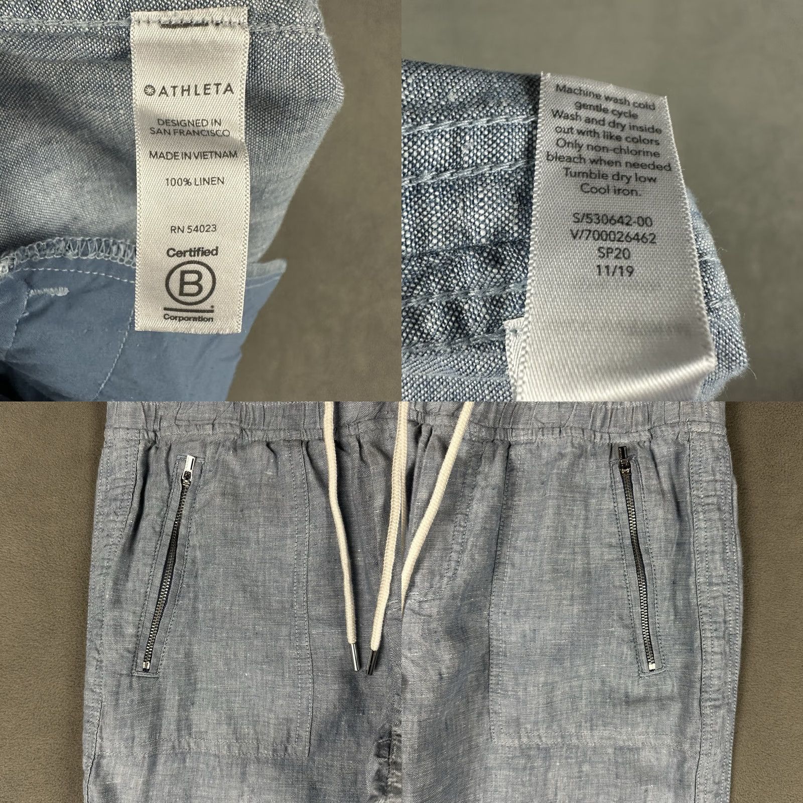 Athleta Athleta Womens Pants Blue 2 Linen Jogger Elastic Waist High Rise Drawstring Size 26" / US 2 / IT 38 - 8 Thumbnail