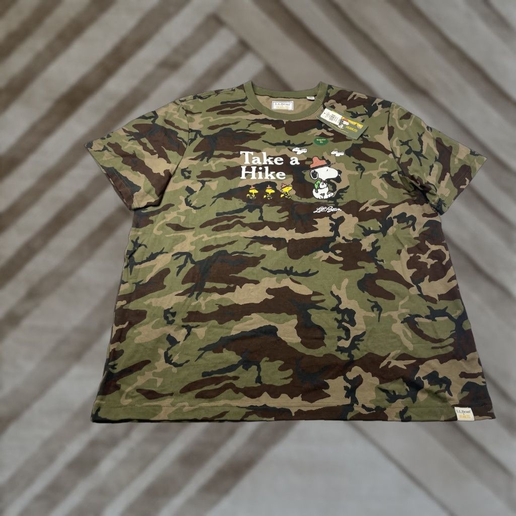 Vintage NWT L.L. Bean x Peanuts Shirt Camouflage “Take A Hike” T-Shirt Mens XL Green Camouflage Peanuts Logo Crew Neck Short Sleeve Cotton 100% Shirt Mens XL Size US XL / EU 56 / 4 - 1 Thumbnail