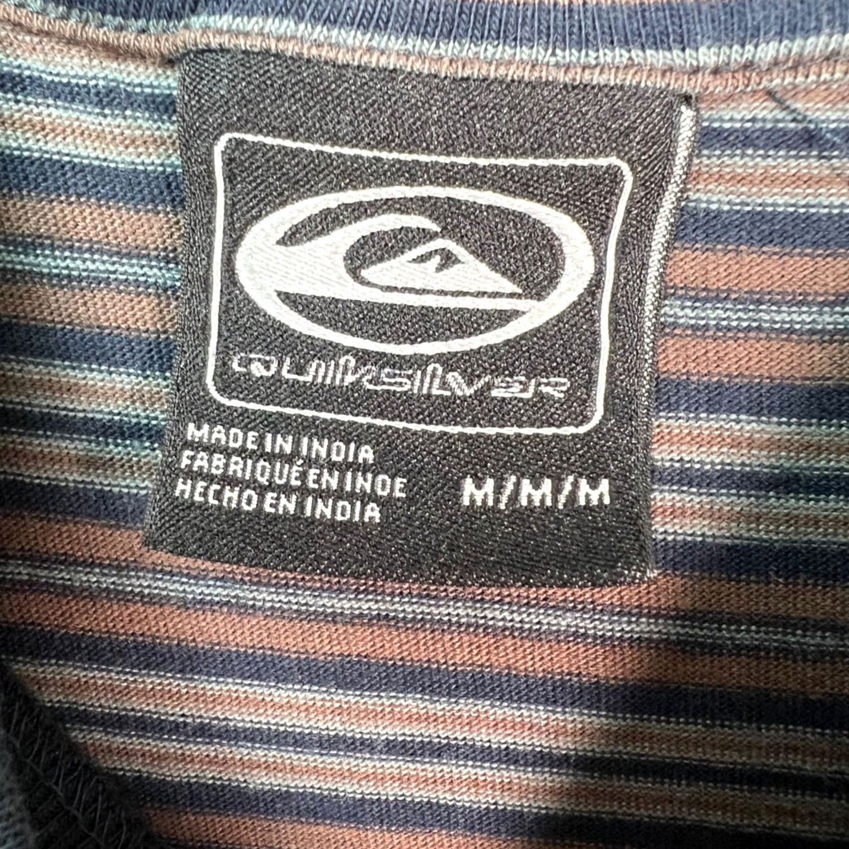 Quiksilver Quiksilver Mens T-Shirt Striped Short Sleeve Cotton Brown Blue Crew Neck M Size US M / EU 48-50 / 2 - 3 Thumbnail