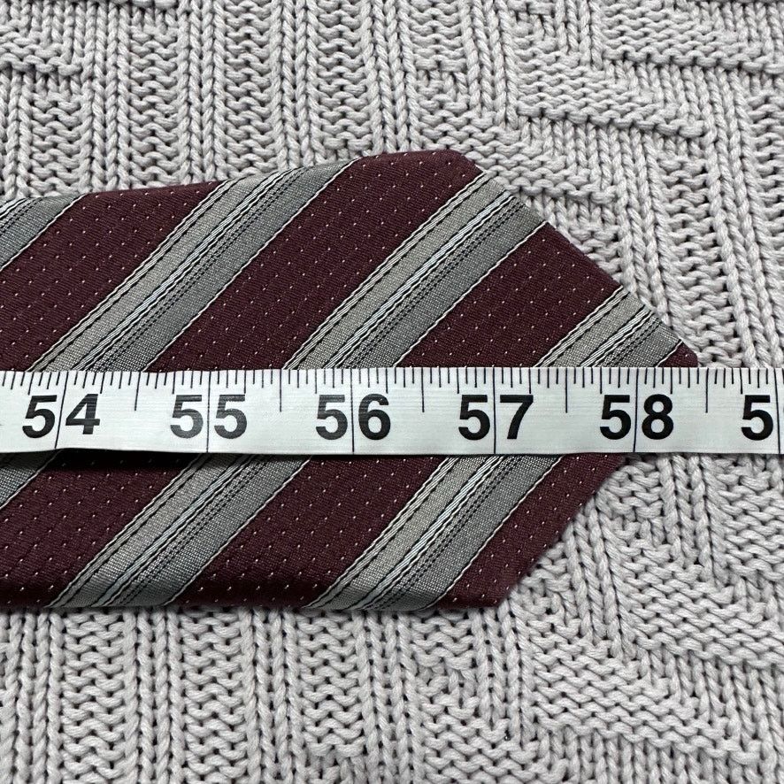 Oleg Cassini Vintage Oleg Cassini maroon and silver striped silk tie Size ONE SIZE - 5 Thumbnail