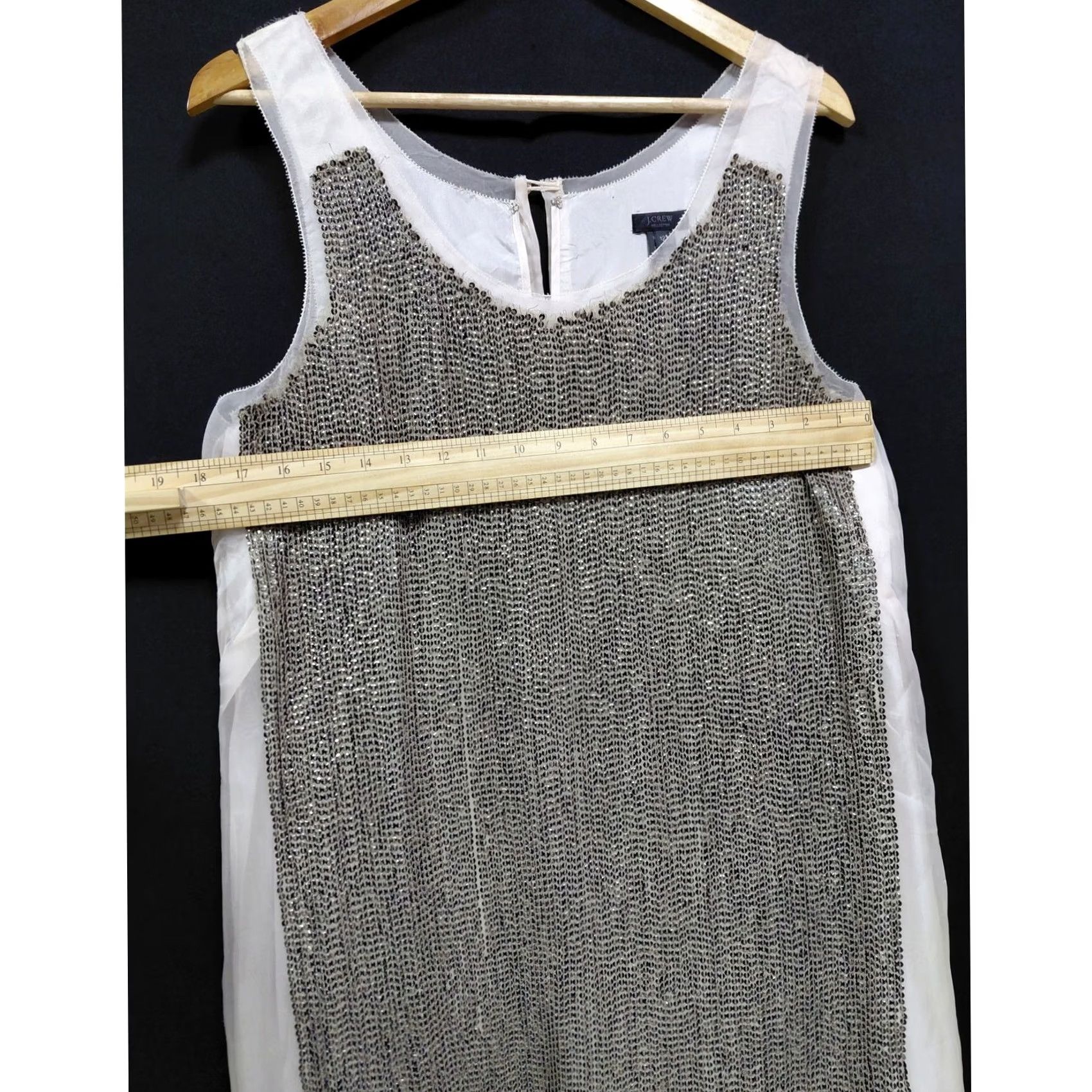 Vintage J.Crew Collection Dress Womens 12 Gray Silk Sequin Solid Sleeveless Size Size XL / US 12-14 / IT 48-50 - 6 Thumbnail
