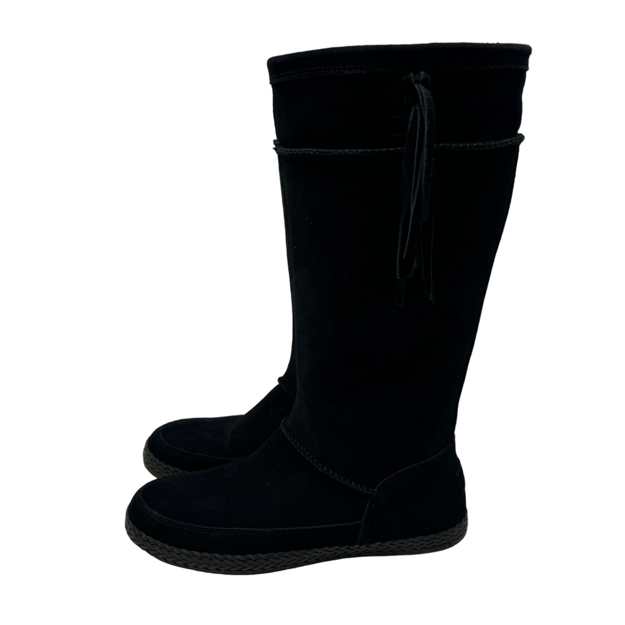 Ugg UGG Emerie Black Suede Leather Knee High Tassle Boot Moccasi Size US 9.5 / IT 39.5 - 2 Thumbnail