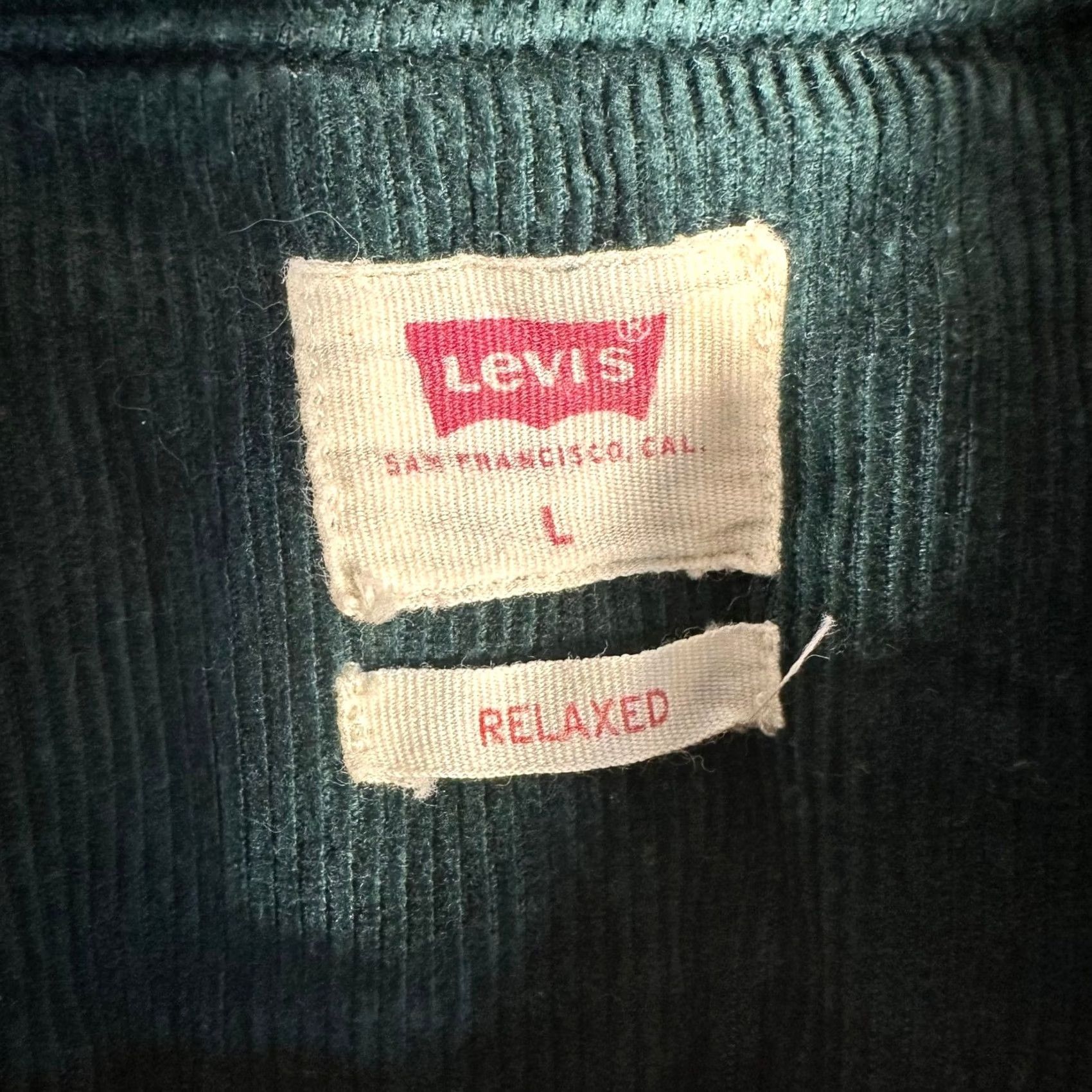 Levi's Levi's Mens Relaxed Fit Corduroy Button-Down Shirt Forest Green Large Shacket Size US L / EU 52-54 / 3 - 3 Thumbnail