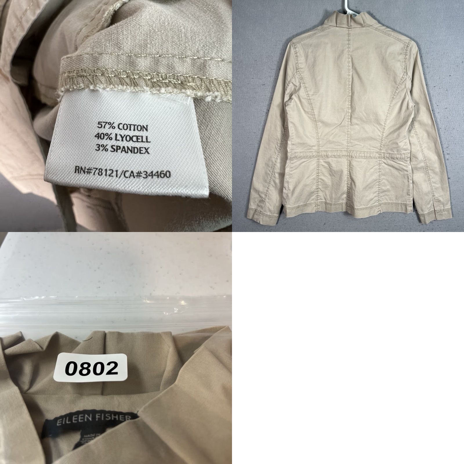 Eileen Fisher Eileen Fisher XS Khaki Ruffle Collar Utility Jacket Lightweight Button Front Womens Jacket XS Beige/Beige Khaki Classic City 90s? Size XS / US 0-2 / IT 36-38 - 8 Thumbnail