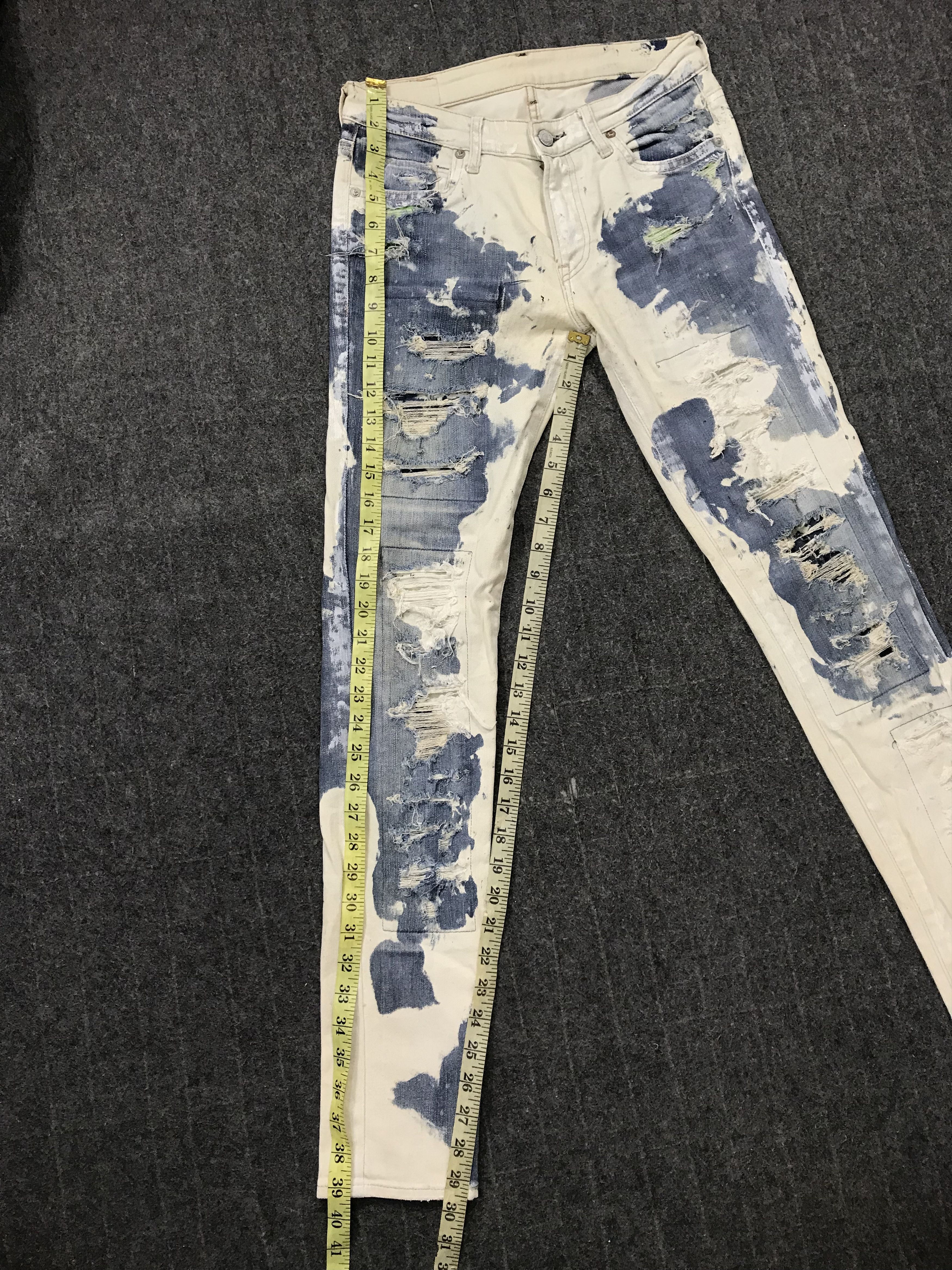 Japanese Brand Raison De Realitas Acid Wash Denim Indigo Pant Size US 26 / EU 42 - 12 Thumbnail