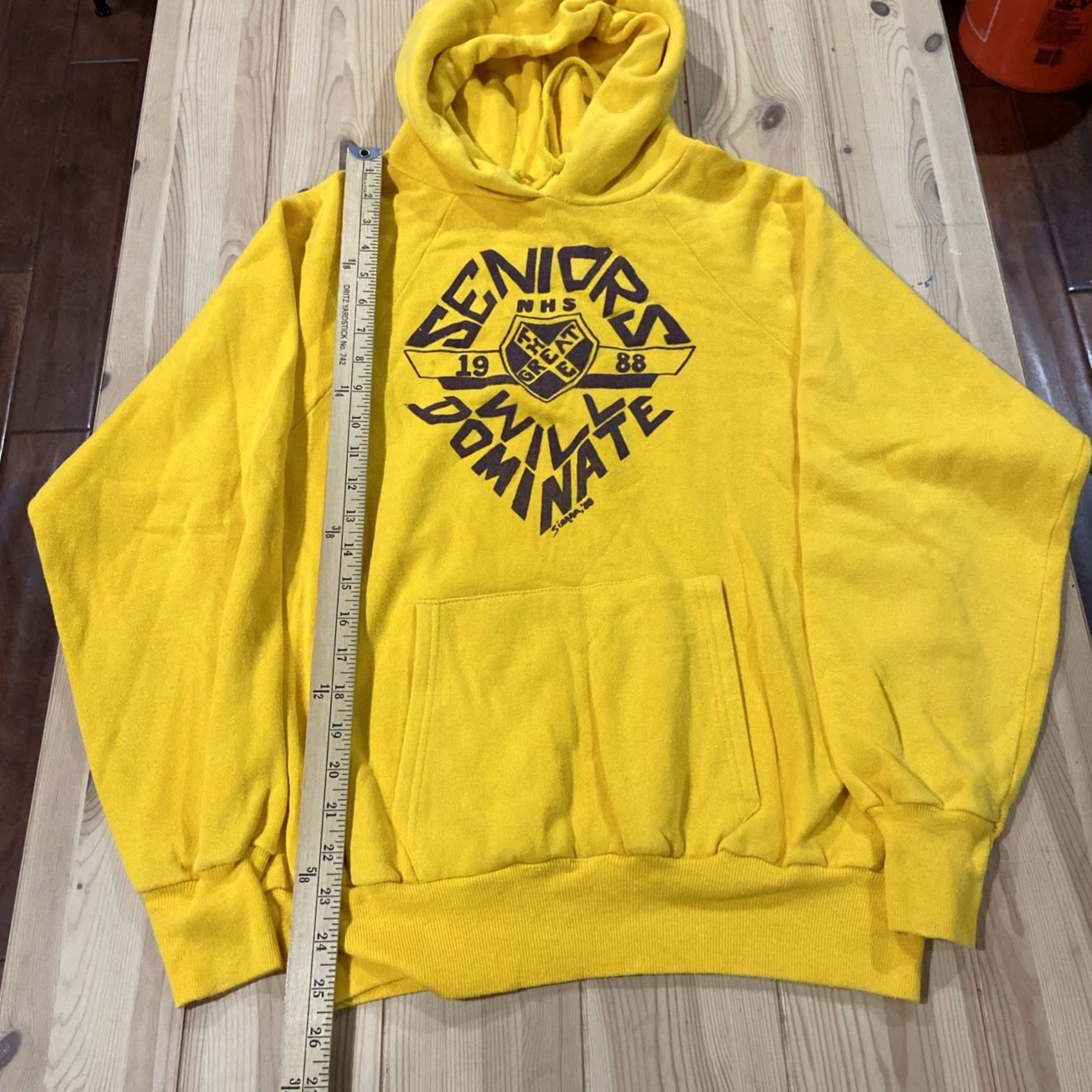 Tultex VINTAGE Raglan Sweatshirt Hoodie Yellow Small Size US S / EU 44-46 / 1 - 4 Thumbnail