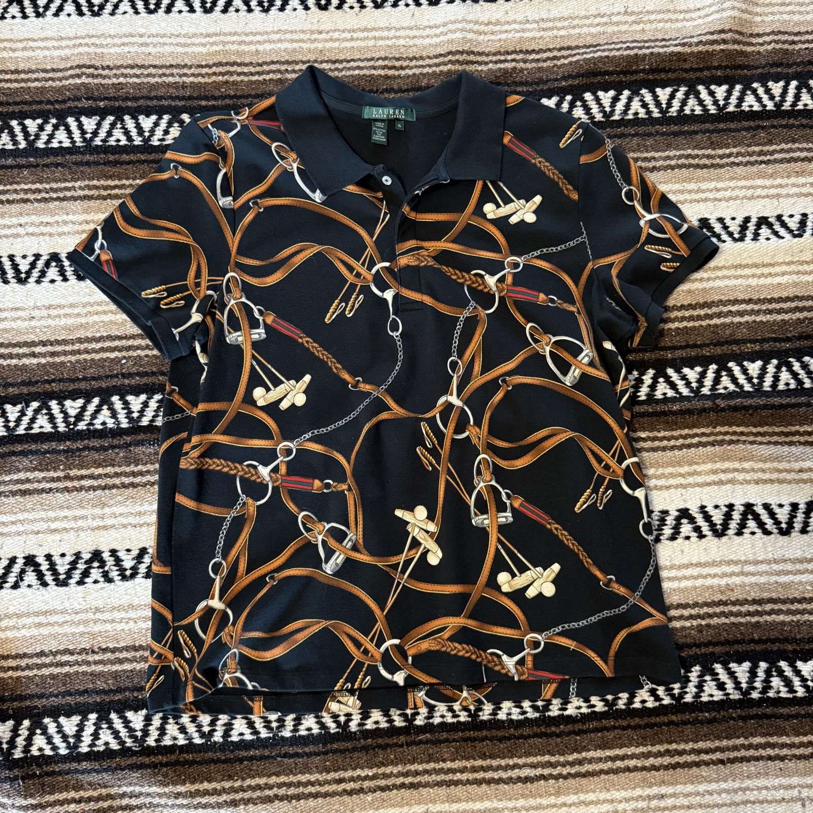 Lauren Ralph Lauren Vintage LAUREN Ralph Lauren Women's Classic Equestrian Print Size XL / US 12-14 / IT 48-50 - 1 Thumbnail