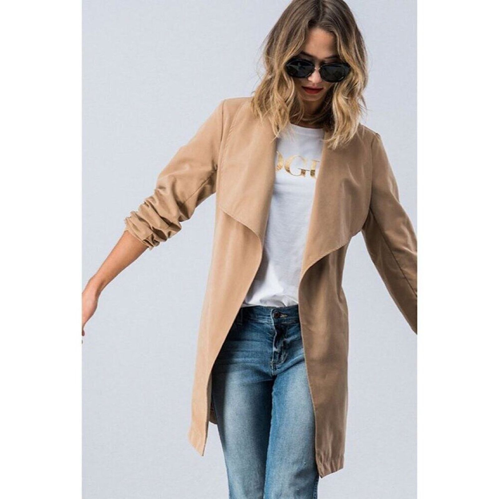 Other • A116 • (L) NWT Oversize Collar Belted Trench Light Jacket Size L / US 10 / IT 46 - 4 Thumbnail