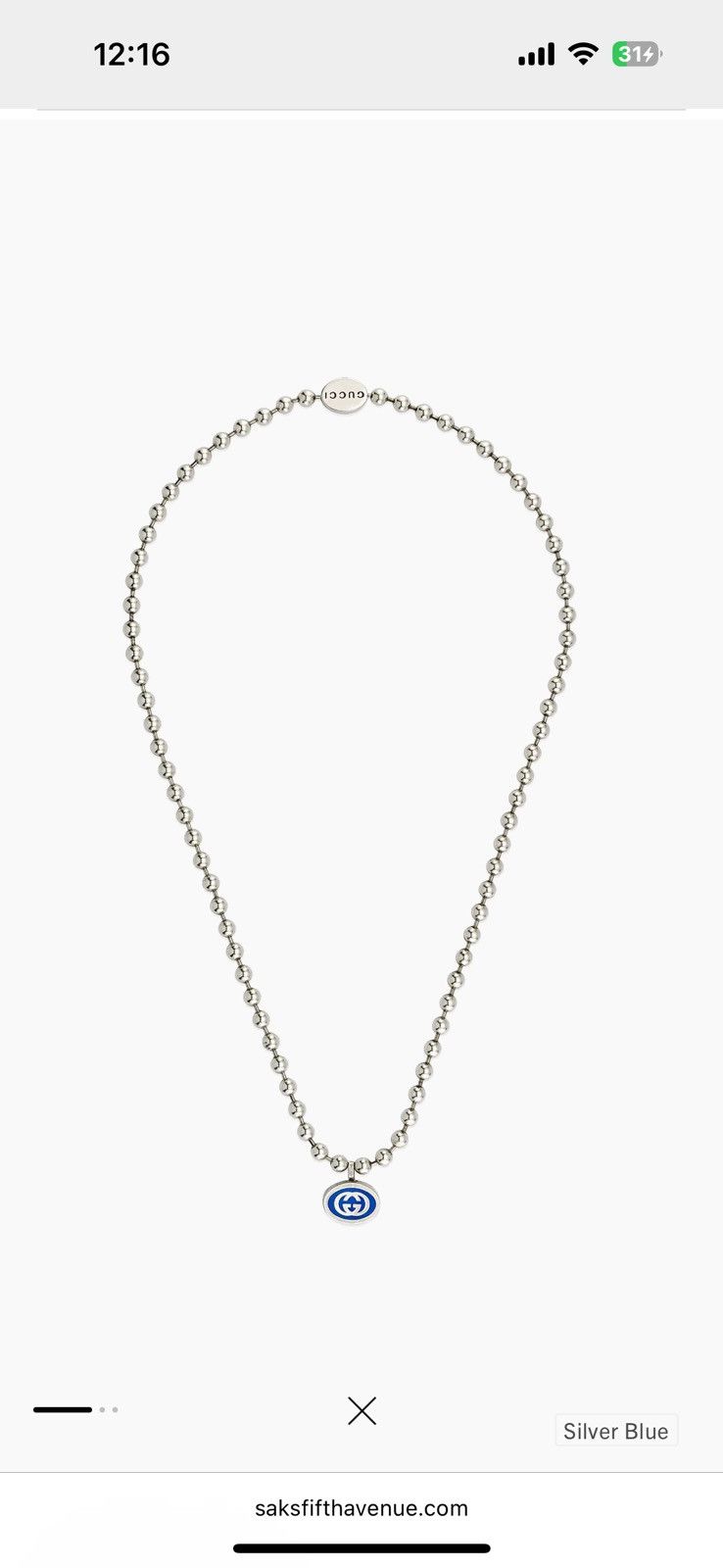 Gucci Gucci Sterling Silver & Enamel Interlocking GG Logo Necklace Size ONE SIZE - 5 Thumbnail