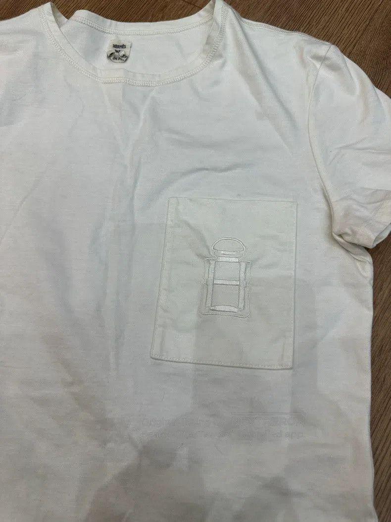 Hermes Hermes White Short Sleeve T-Shirt with Fine Embroidery Pat Size XS / US 0-2 / IT 36-38 - 4 Thumbnail